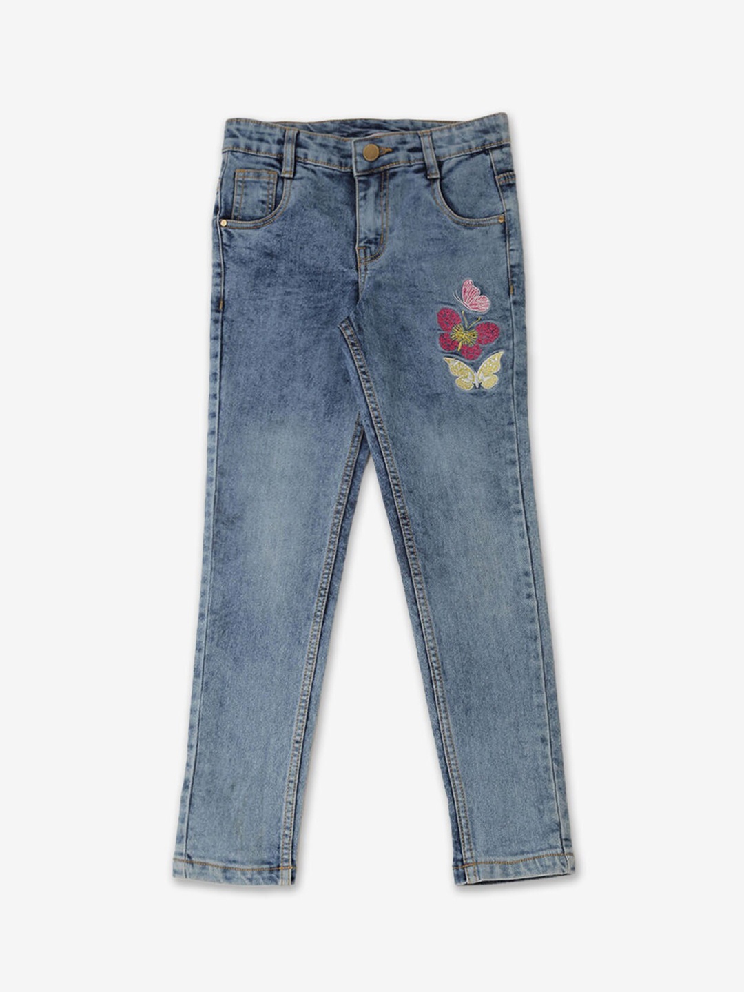 

Hopscotch Girls Light Fade Embroidered Jeans, Blue