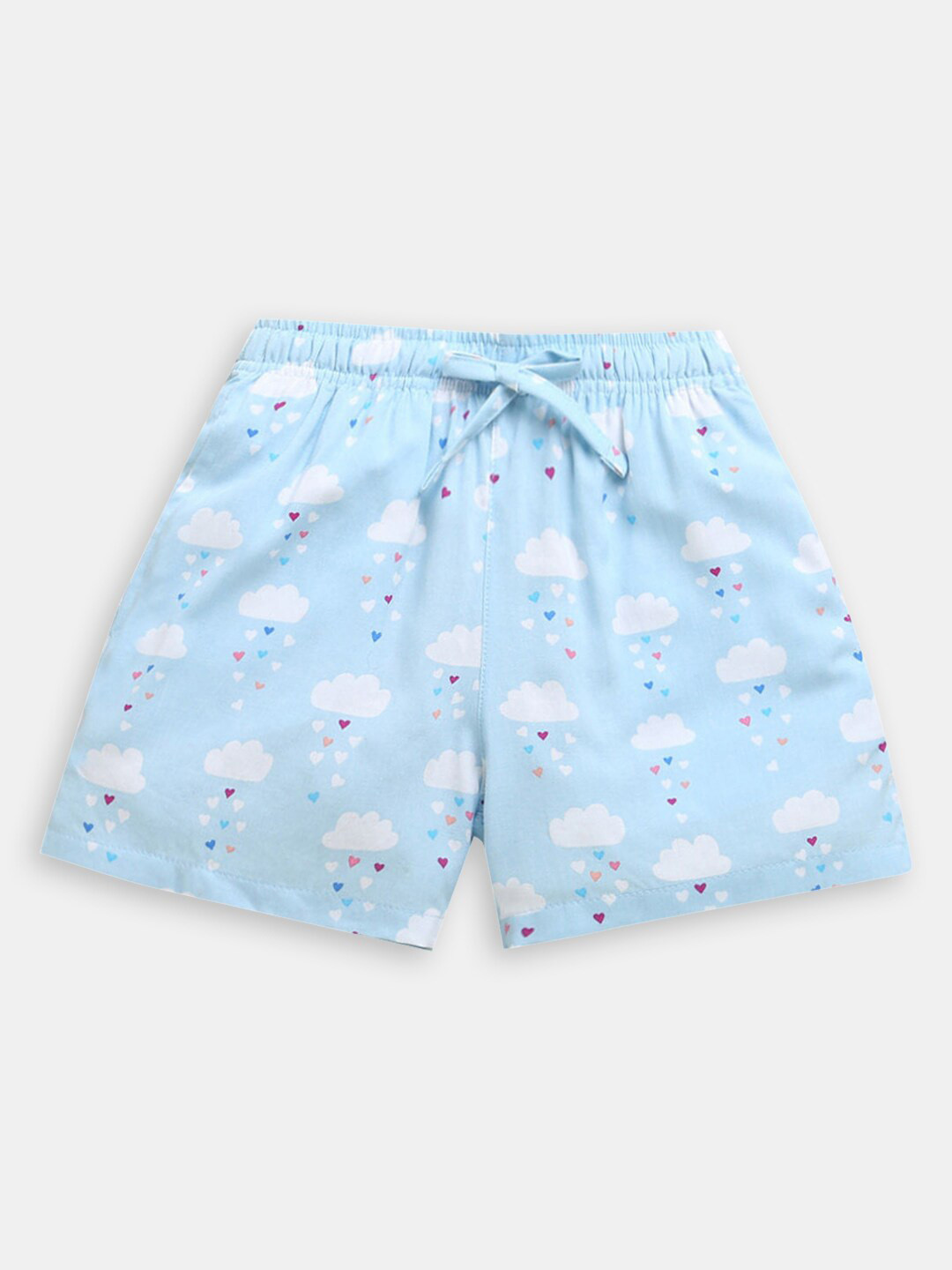 

Hopscotch Girls High-Rise Floral Printed Cotton Shorts, Blue