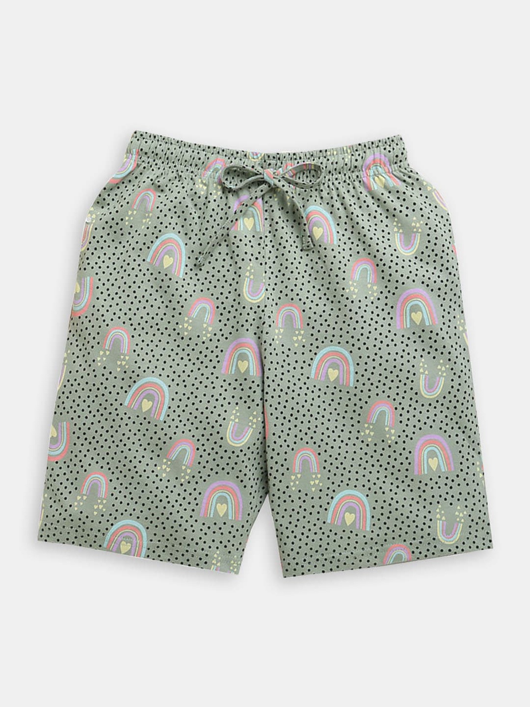 

Hopscotch Girls Conversational Printed High-Rise Cotton Shorts, Grey
