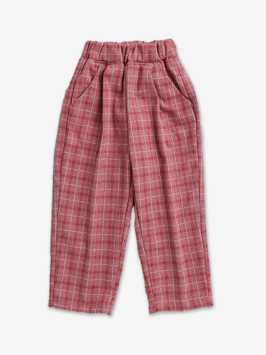 

Hopscotch Girls Checked Relaxed Regular Fit Trousers, Red