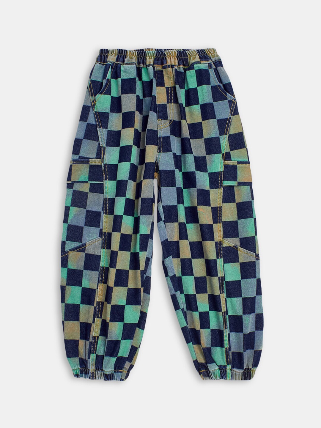 

Hopscotch Boys Checked Relaxed Regular Fit Joggers, Navy blue