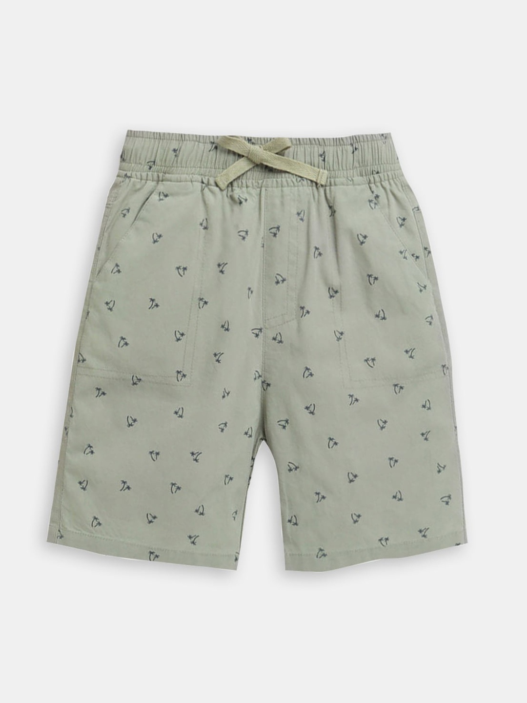 

Hopscotch Boys Conversational Printed High-Rise Cotton Shorts, Beige