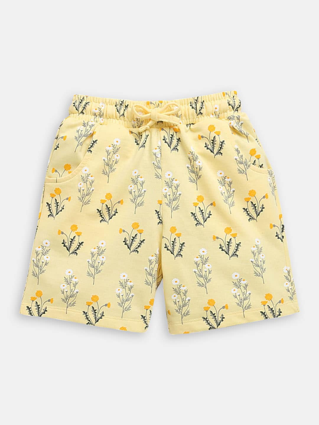 

Hopscotch Girls Printed High-Rise Cotton Shorts, Yellow