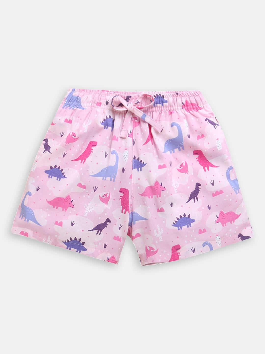 

Hopscotch Girls Graphic Printed Cotton High-Rise Shorts, Pink