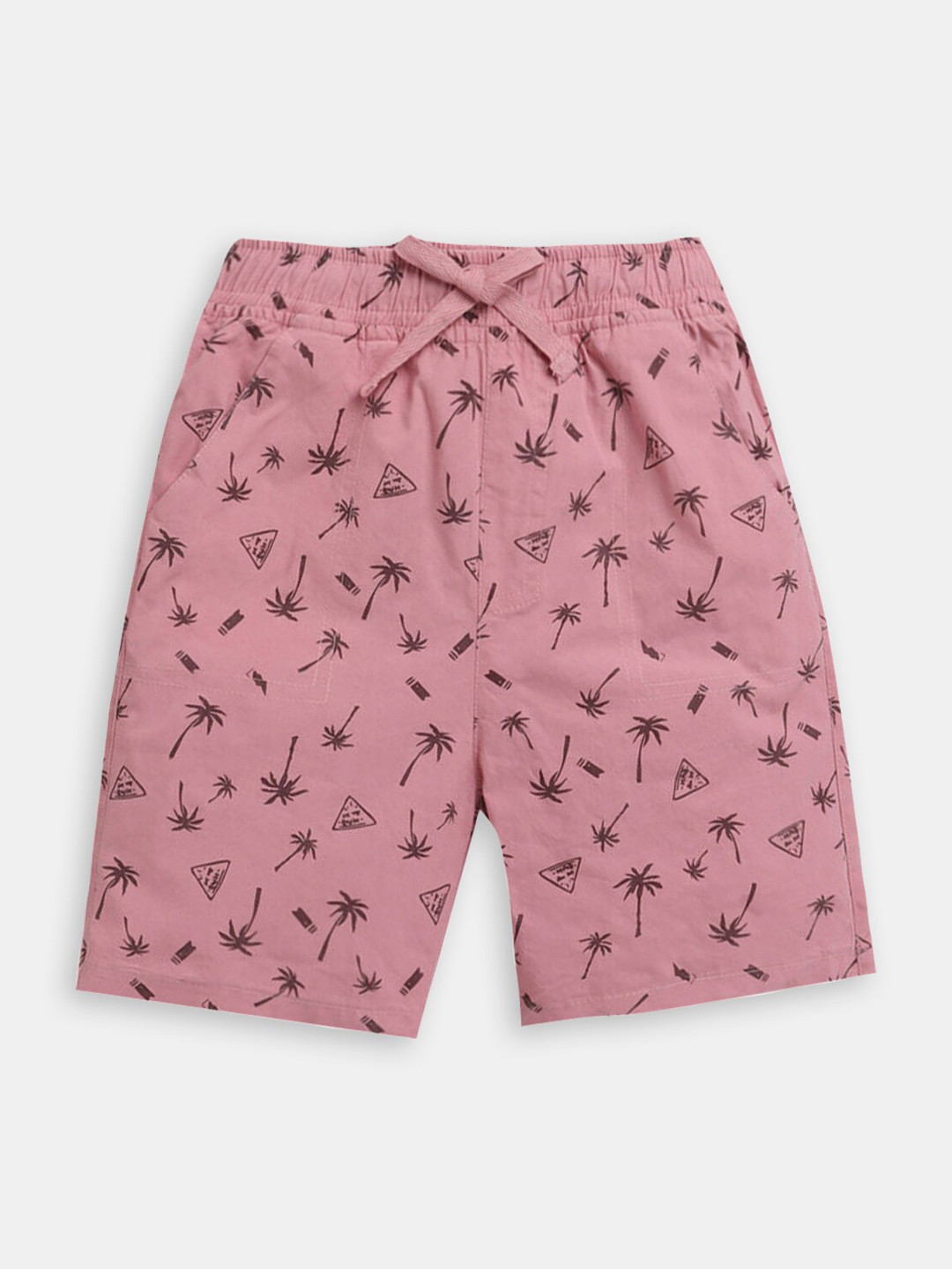 

Hopscotch Boys Floral Printed High-Rise Cotton Shorts, Pink