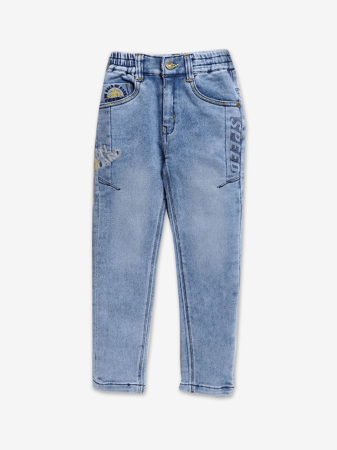 

Hopscotch Boys Mid-Rise Comfort Heavy Fade Cotton Jeans, Blue