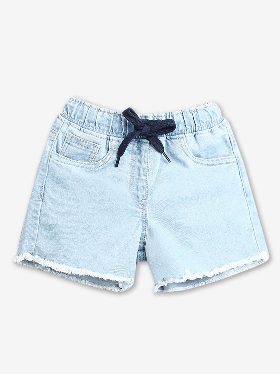 

Hopscotch Girls Cotton High-Rise Denim Shorts, Blue