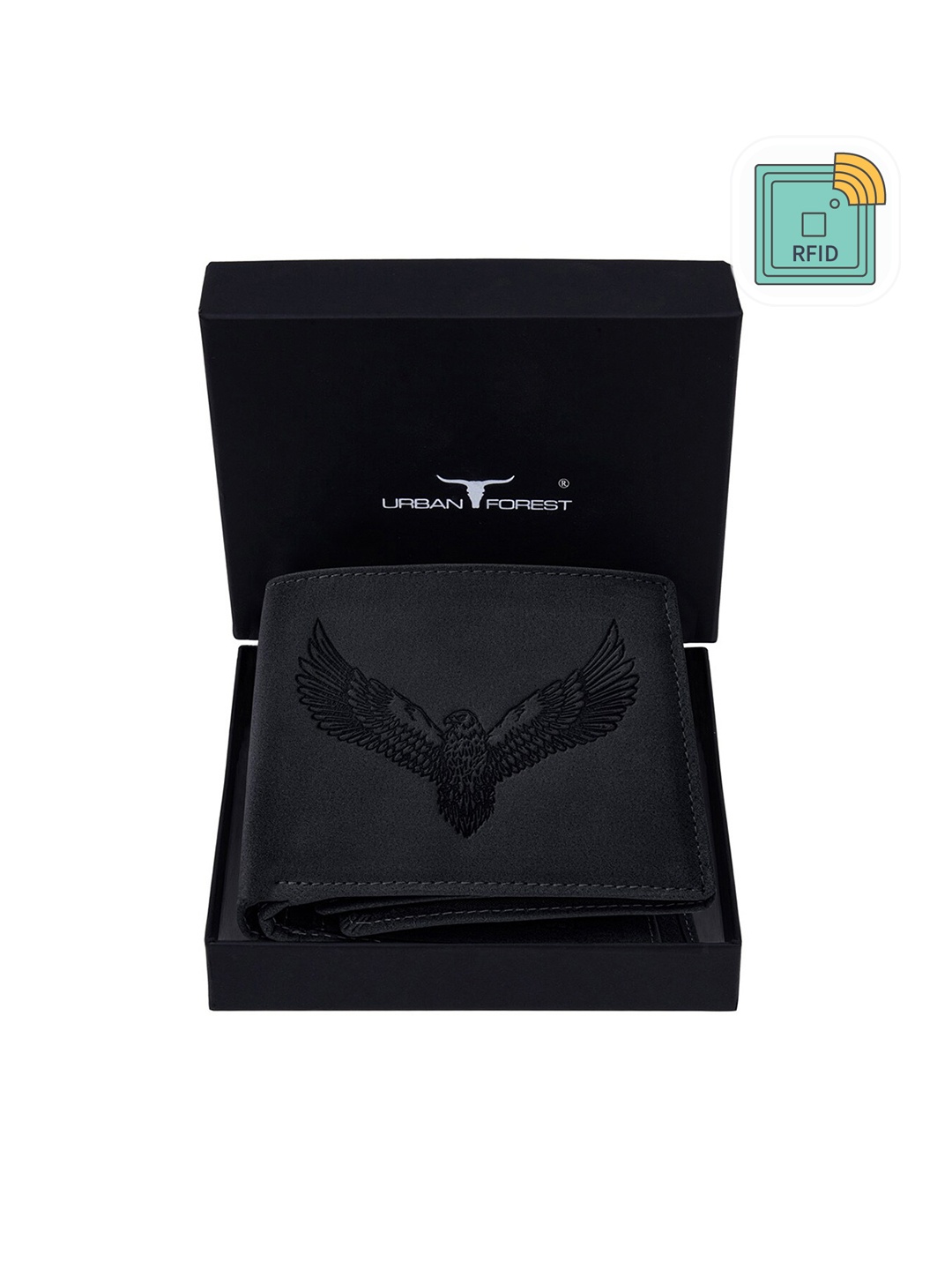 

URBAN FOREST Men Leather Two Fold Wallet, Black