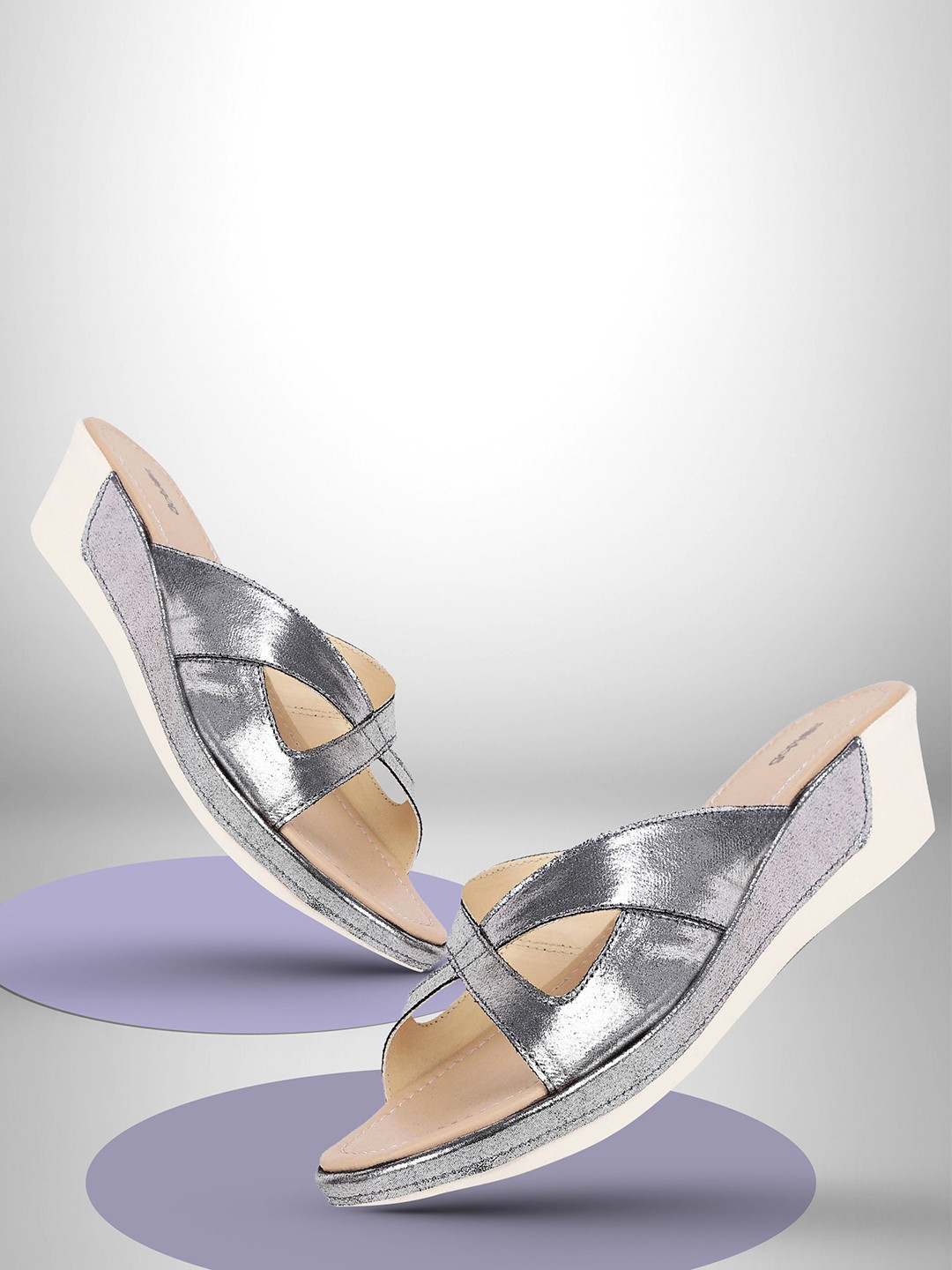 

Action Open Toe Wedge Heels, Silver