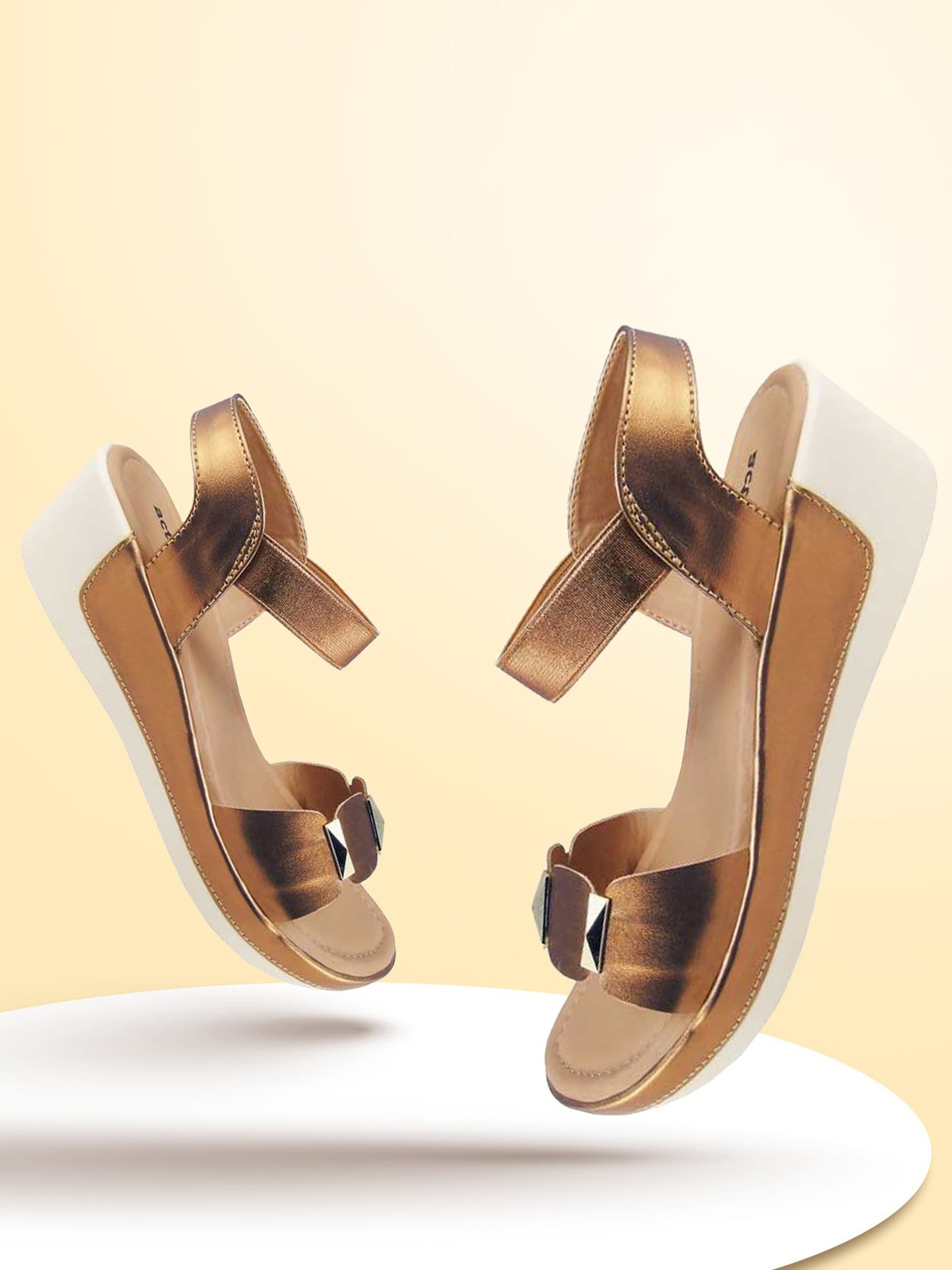 

Action Open Toe Synthetic Wedge Heels, Bronze