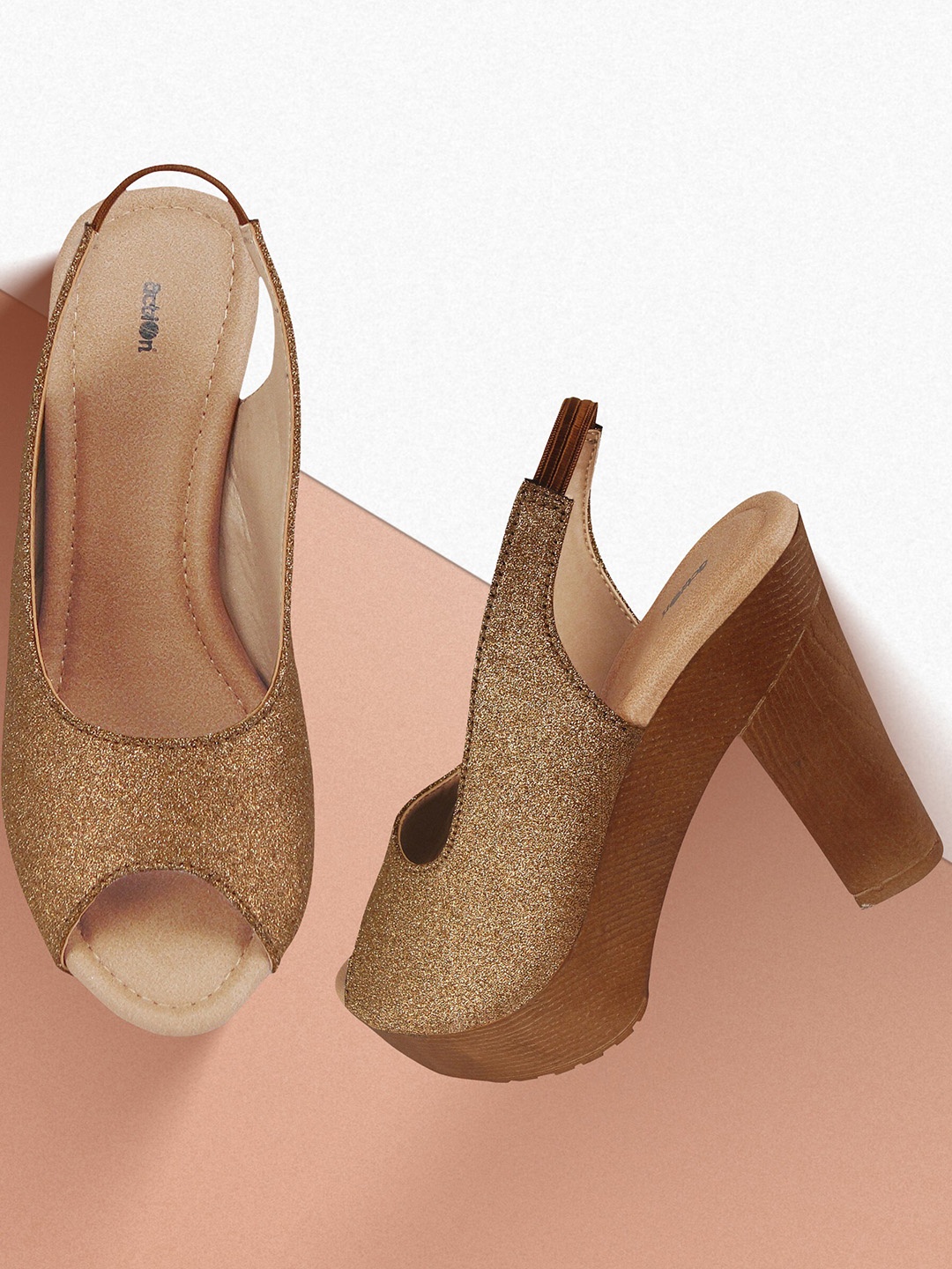 

Action Embellished Party Block Peep Toes, Bronze