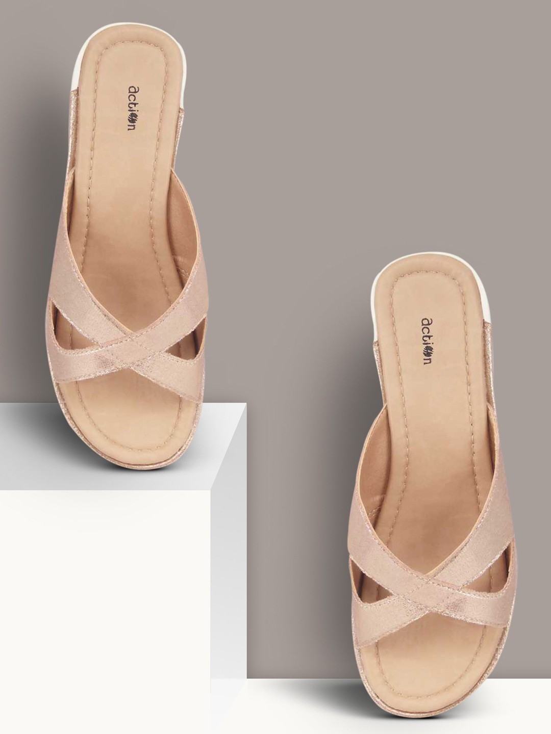 

Action Open Toe Wedge Heels, Rose gold
