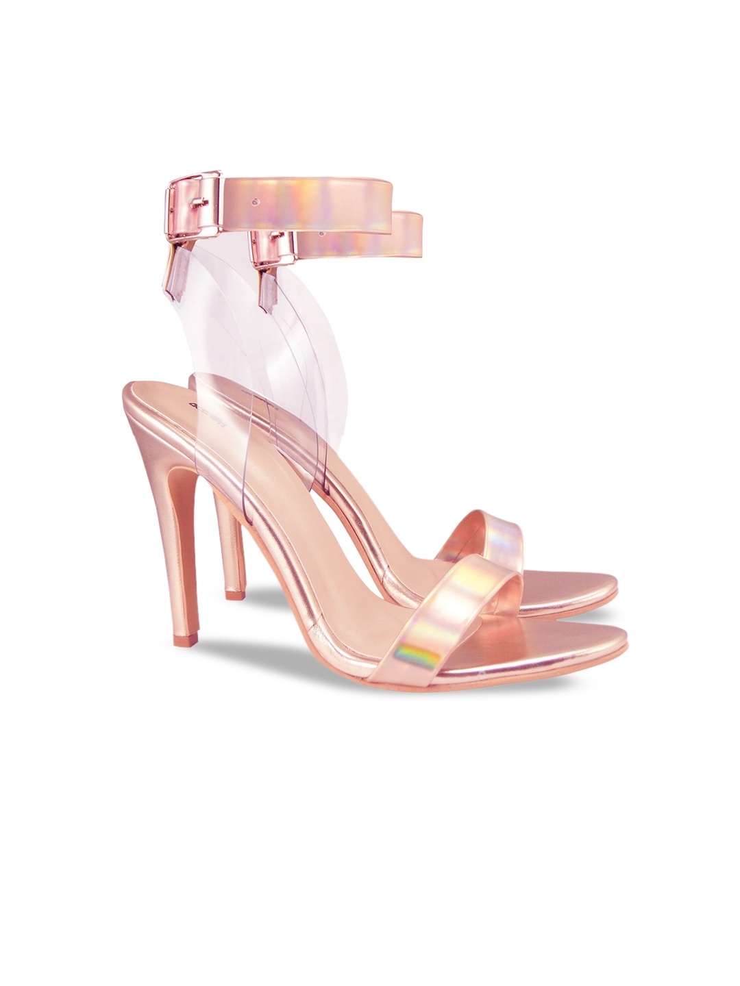 

Action Open Toe Stiletto Heels With Ankle Loop, Pink