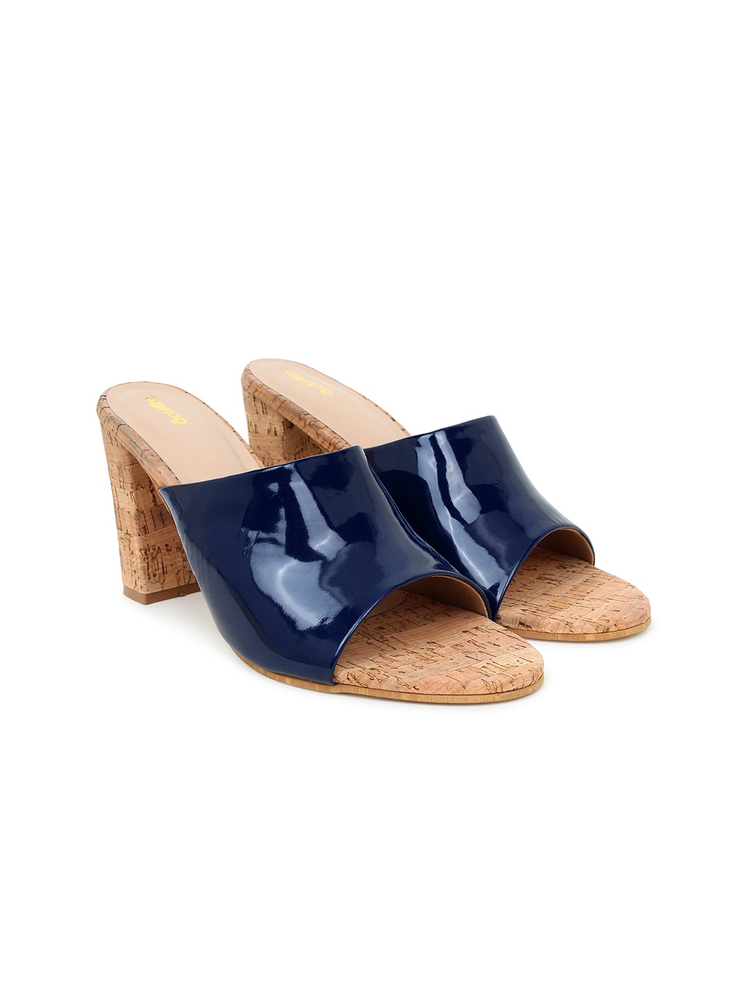 

Action Open Toe Synthetic Leather Block Mules, Blue