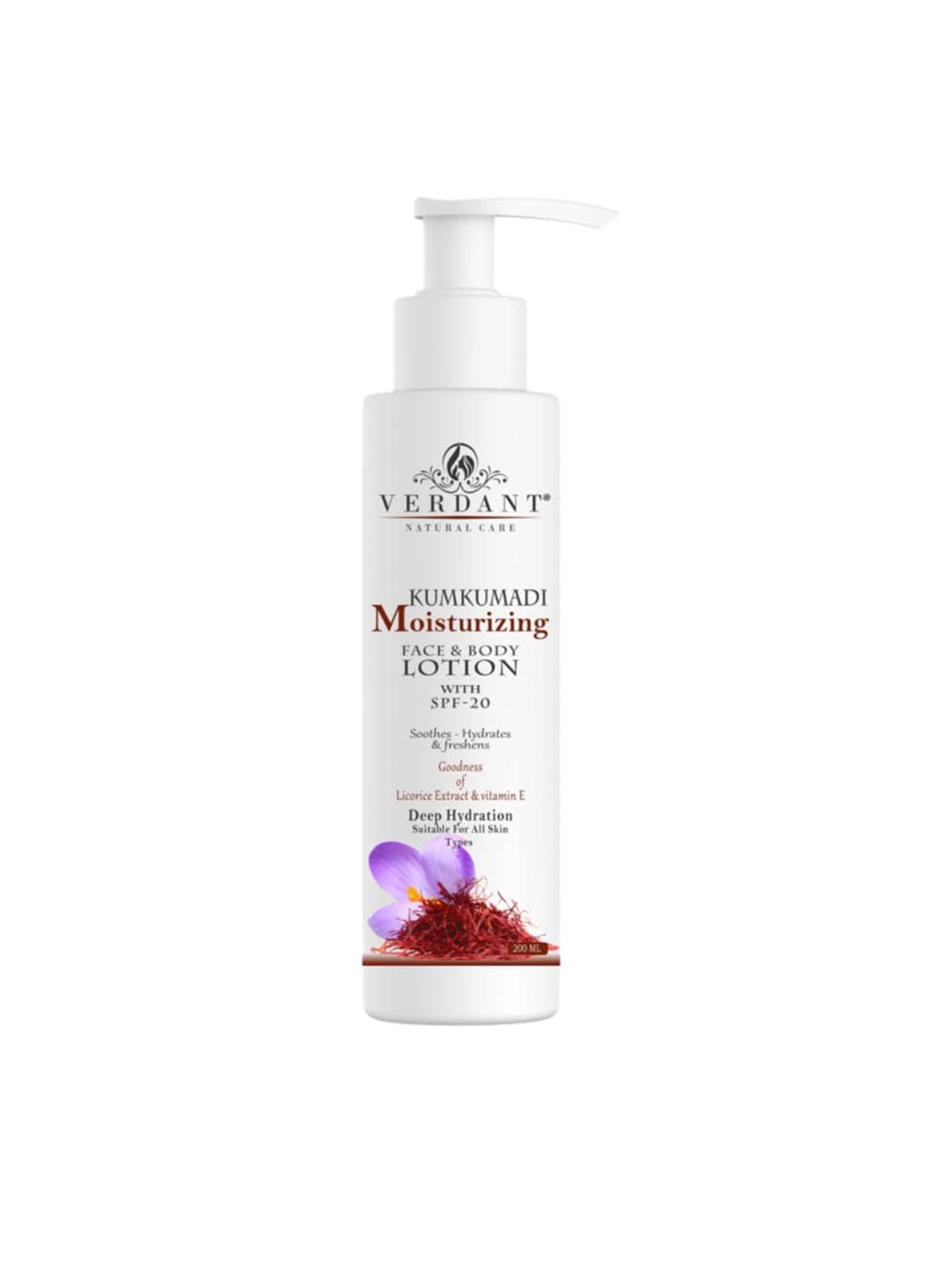 

Verdant Natural Care Kumkumadi SPF20 Moisturizing Body Lotion with Licorice - 200 ml, White