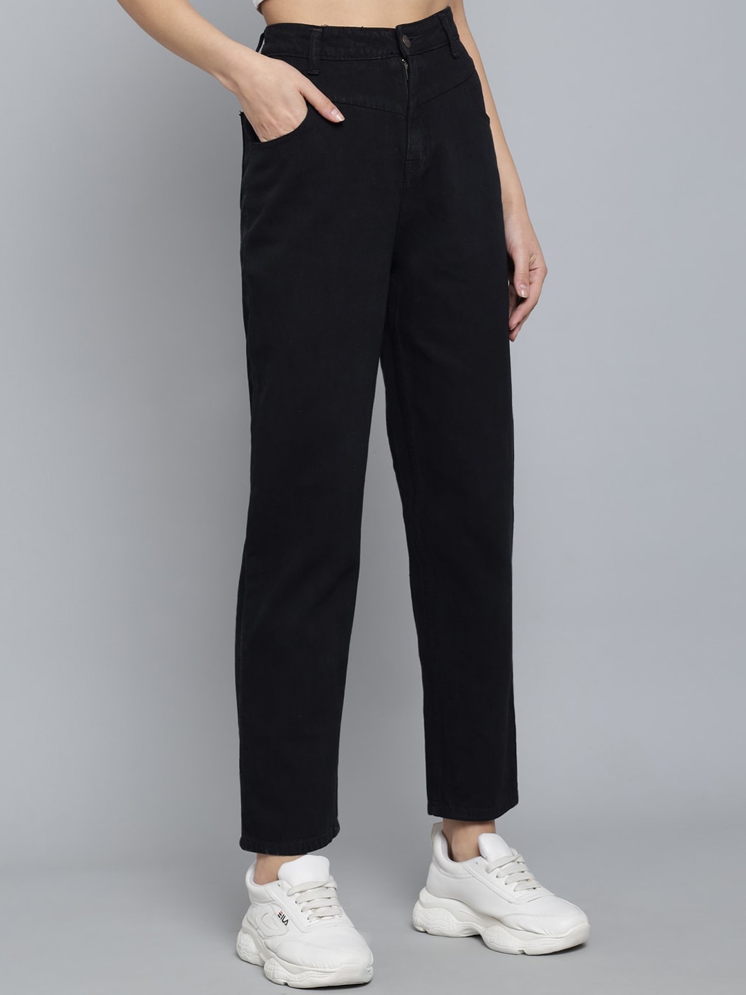 

Kotty Women Straight Fit High-Rise Stretchable Jeans, Black