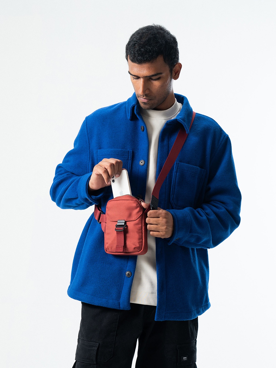 

DailyObjects Clay Recycled Cobble Phone Messenger Bag, Red