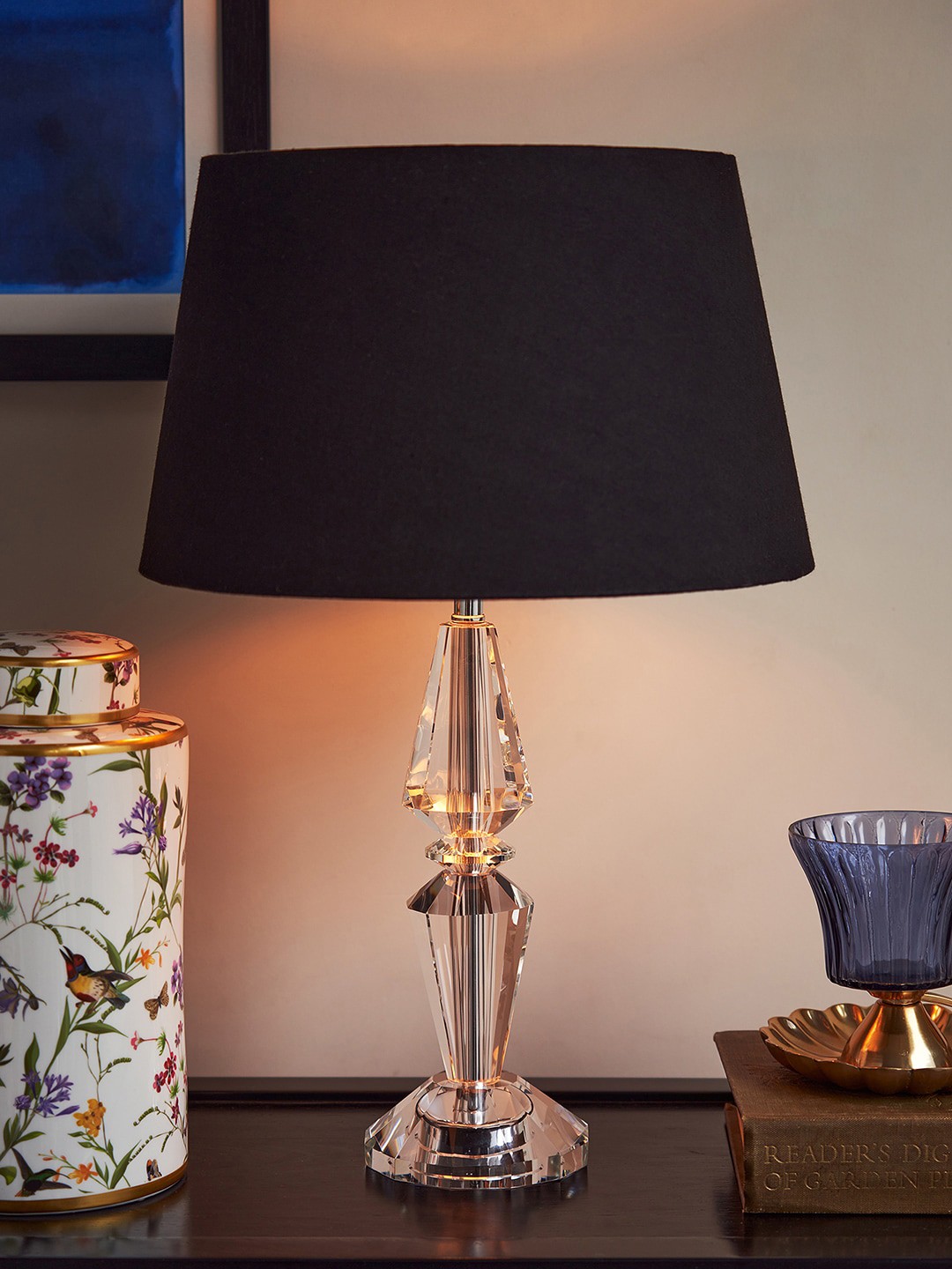 

Pure Home and Living Transparent Clear Crystal Table Lamp Stand