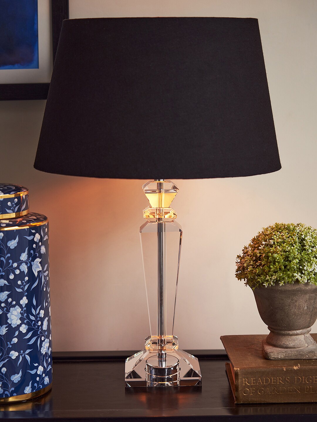 

Pure Home and Living Clear Transparent Tapered Crystal Table Lamp Stand
