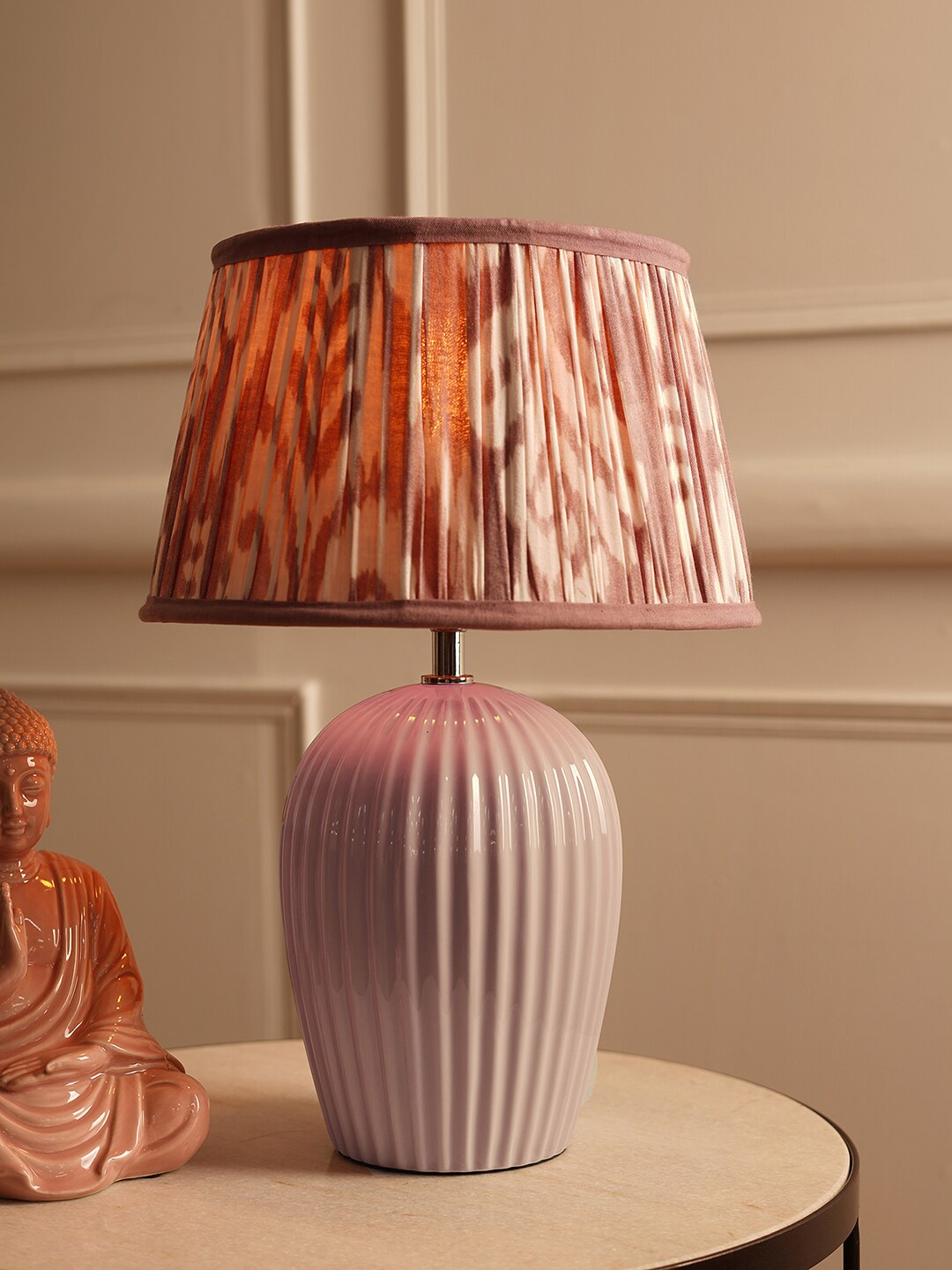 

Pure Home and Living Purple Ribbed Ceramic Table Lamp Stand