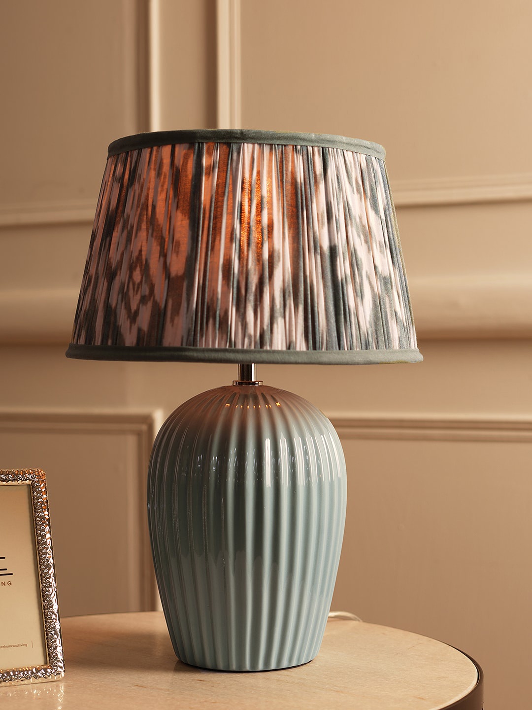 

Pure Home and Living Blue Ribbed Ceramic Table Lamp Stand