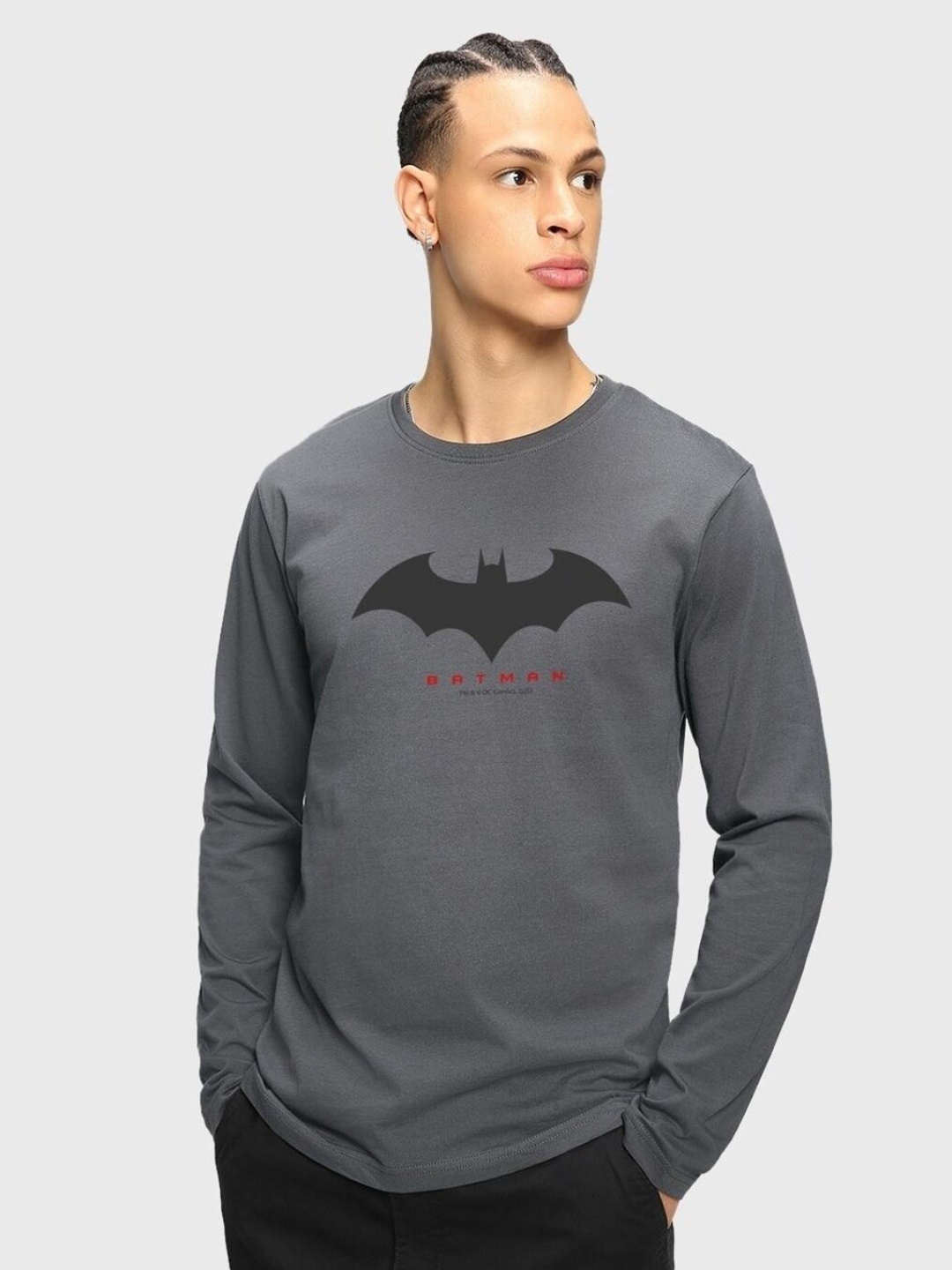 

Bewakoof Batman Printed Cotton T-shirt, Grey