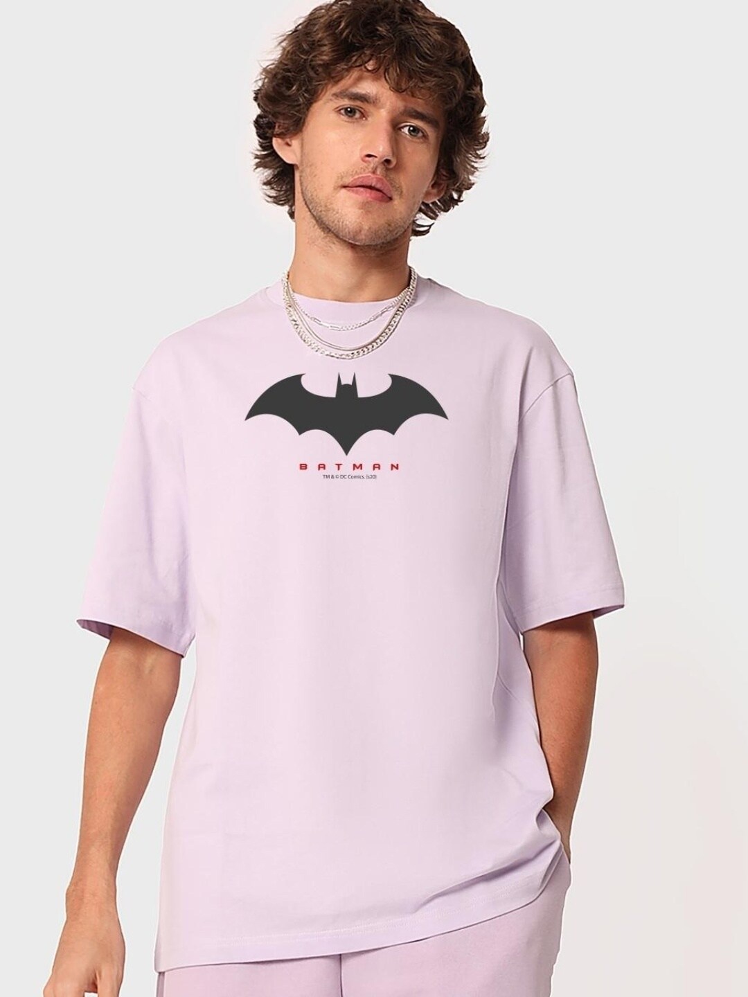 

Bewakoof X DC Comics Batman Printed Oversize Cotton T-shirt, Purple