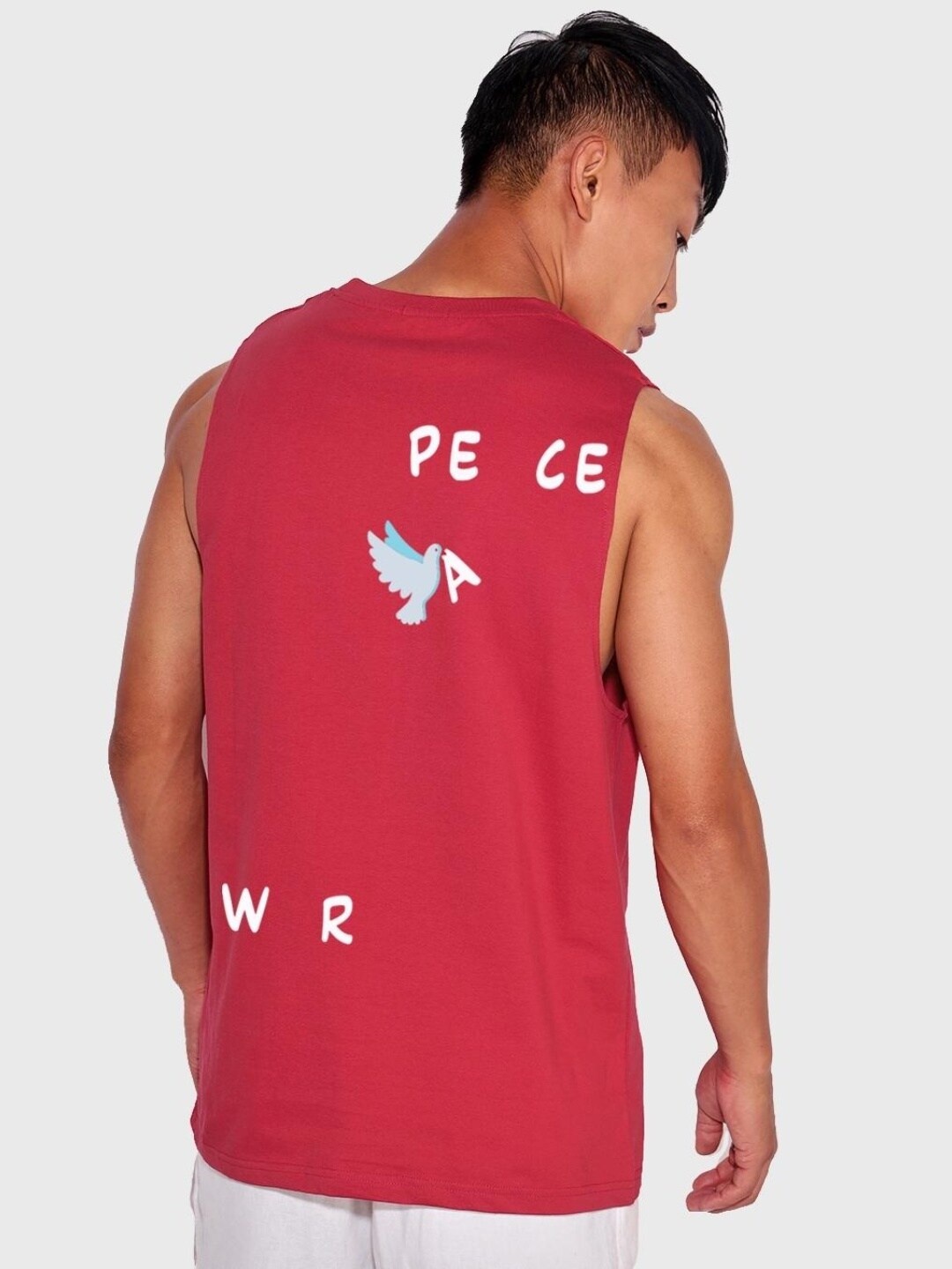 

Bewakoof Peace Not War Graphic Printed Innerwear Vest, Red