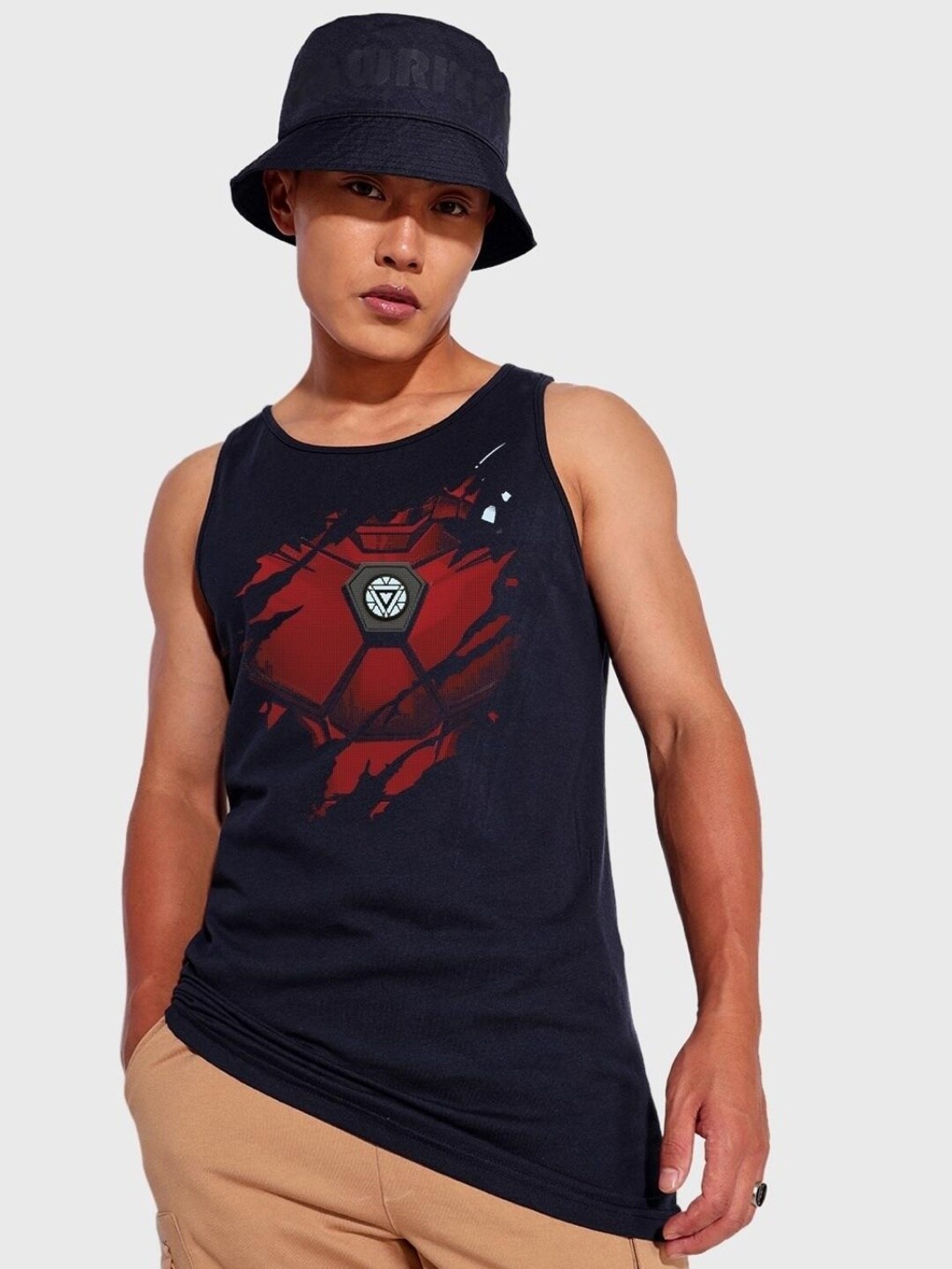 

Bewakoof x Official Marvel Merchandise Iron Man Of War Graphic Printed Vest, Blue