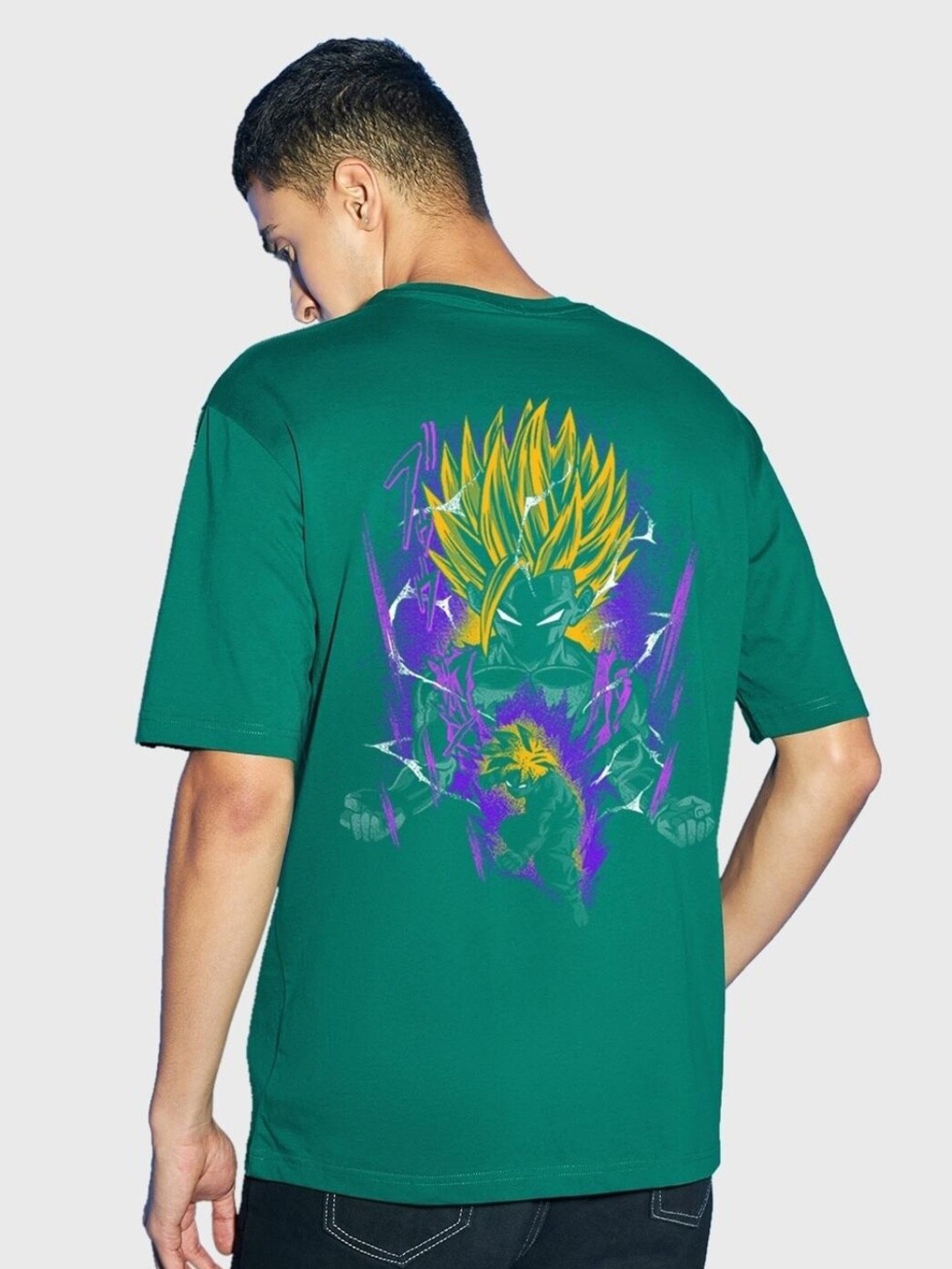 

Bewakoof Green Graphic Printed Breathable Cotton Loose Fit T-shirt