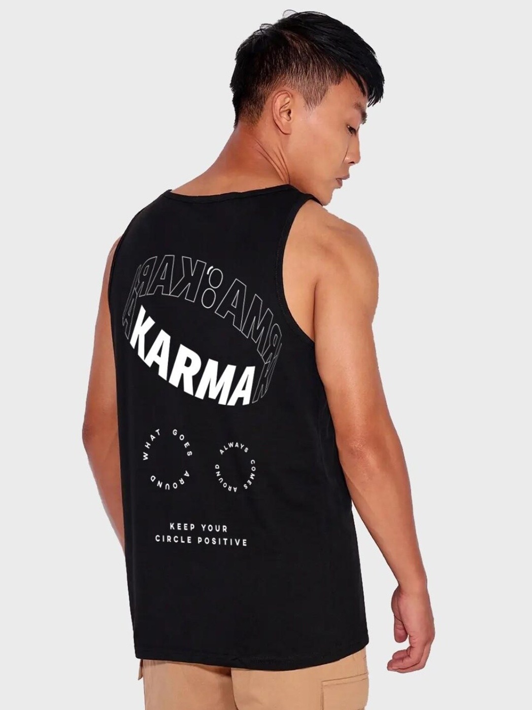 

Bewakoof Men Black Karma Circles Typography Innerwear Vest