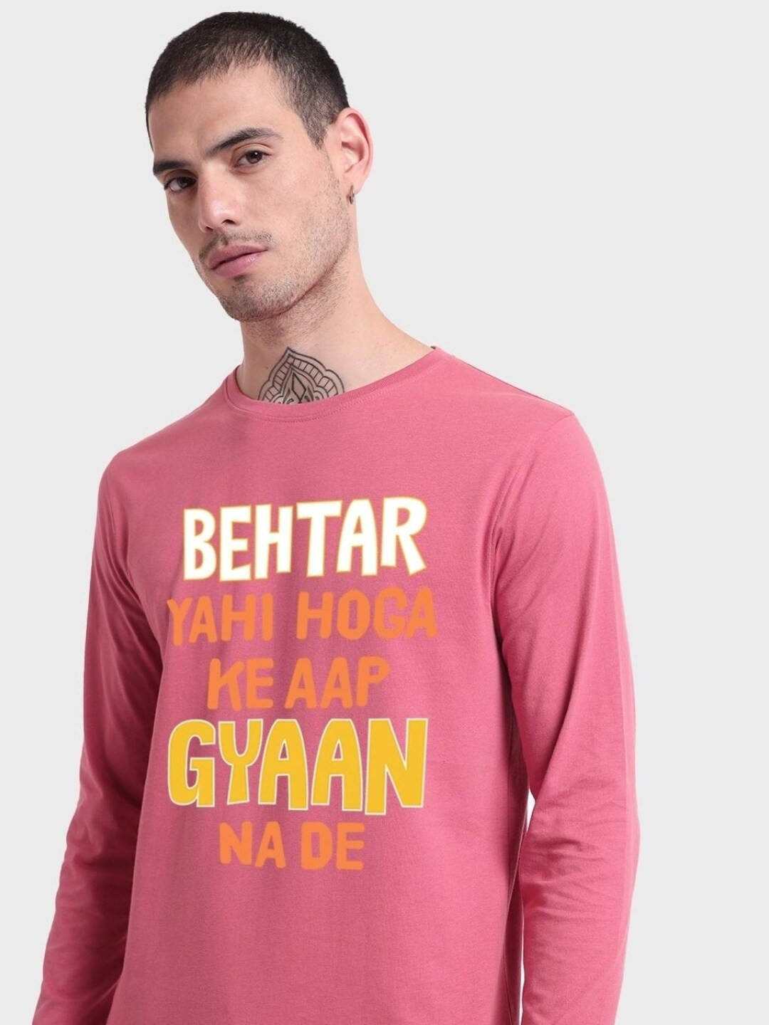 

Bewakoof Typography Printed Cotton T-shirt, Pink