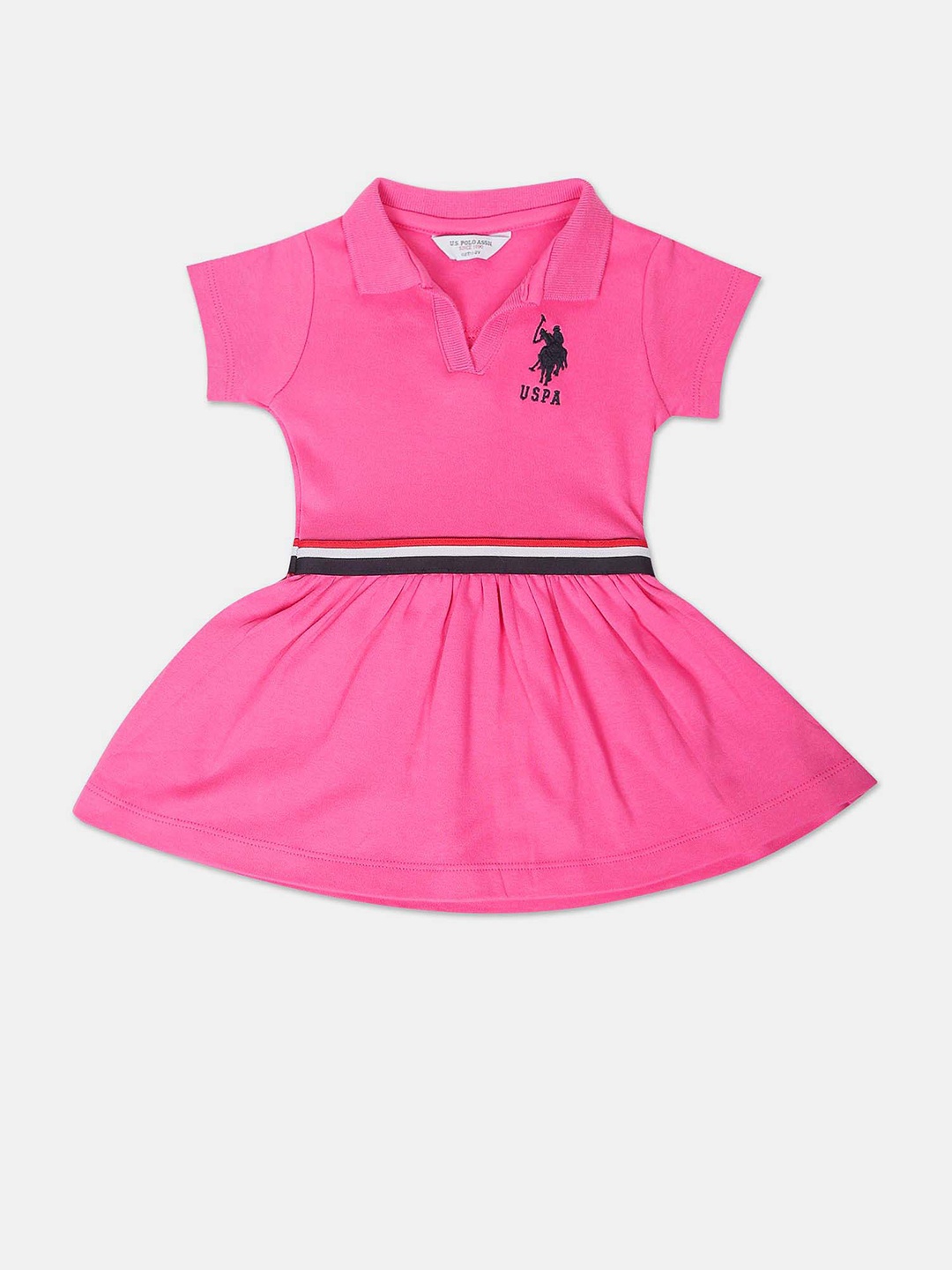 

U.S. Polo Assn. Kids Girls Pure Cotton Fit & Flare Dress, Pink