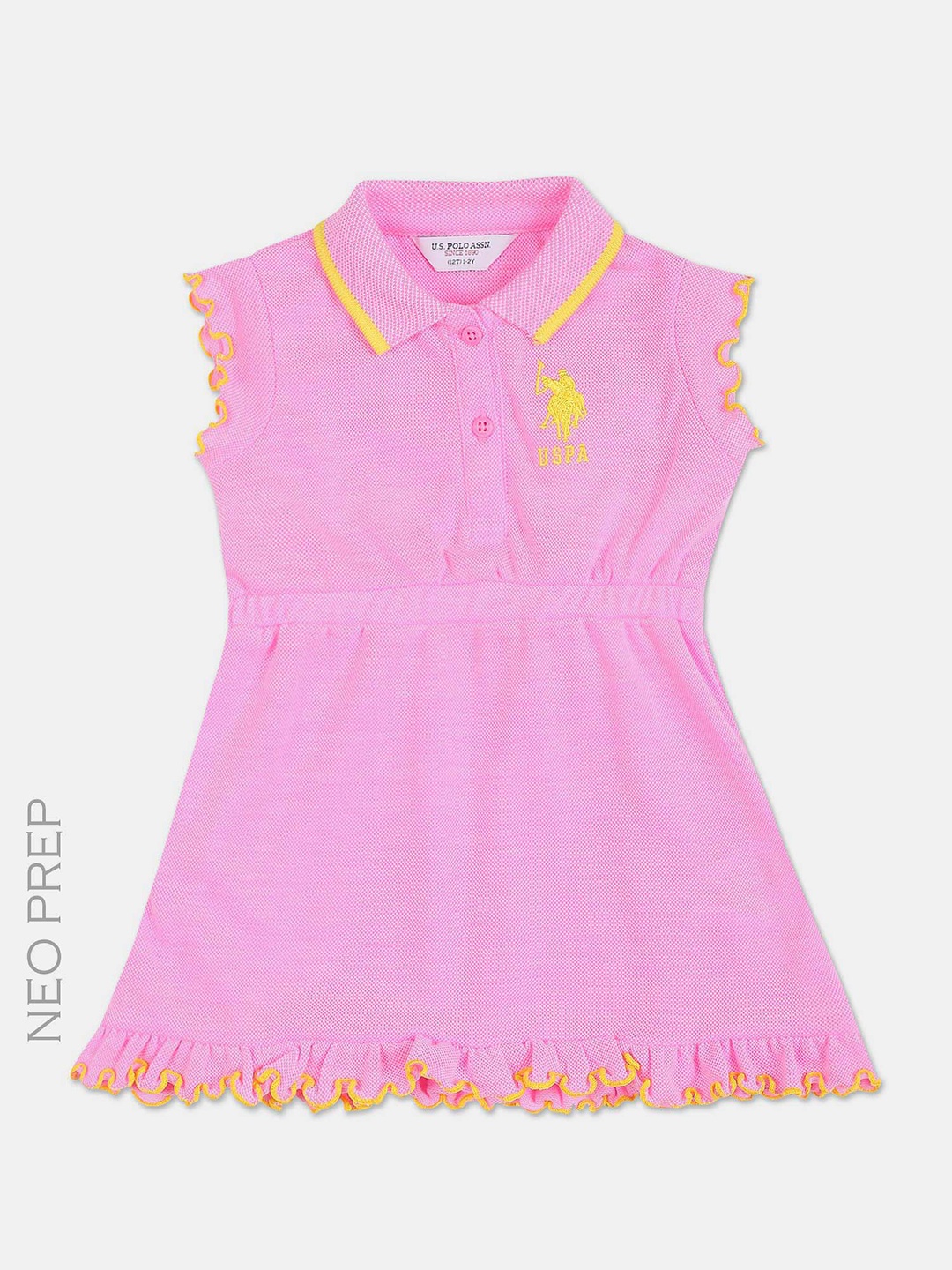 

U.S. Polo Assn. Kids Girls Pure Cotton A-line Dress, Pink