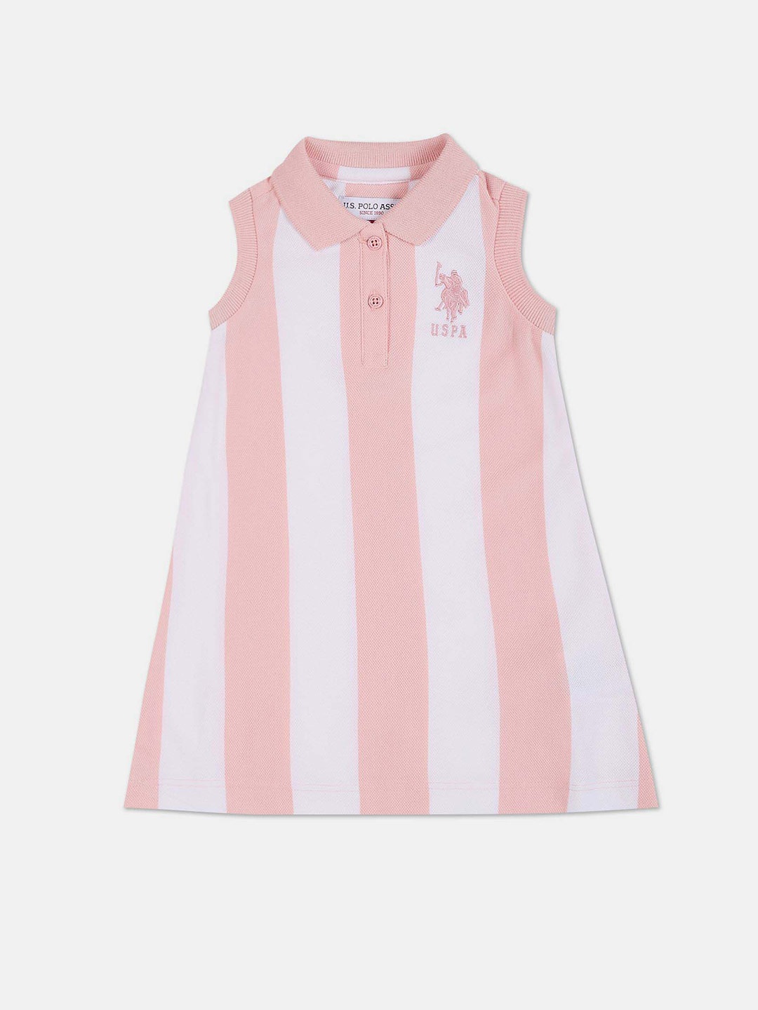 

U.S. Polo Assn. Kids Girls Pure Cotton A-Line Dress, Pink