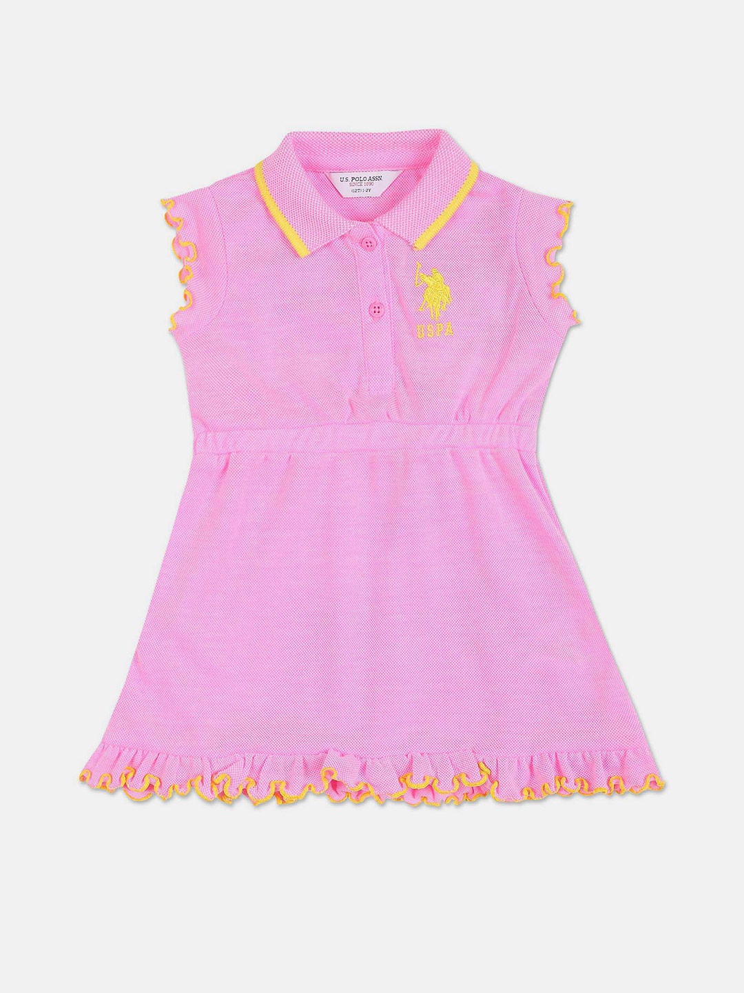 

U.S. Polo Assn. Kids Girls Pure Cotton A-Line Dress, Pink