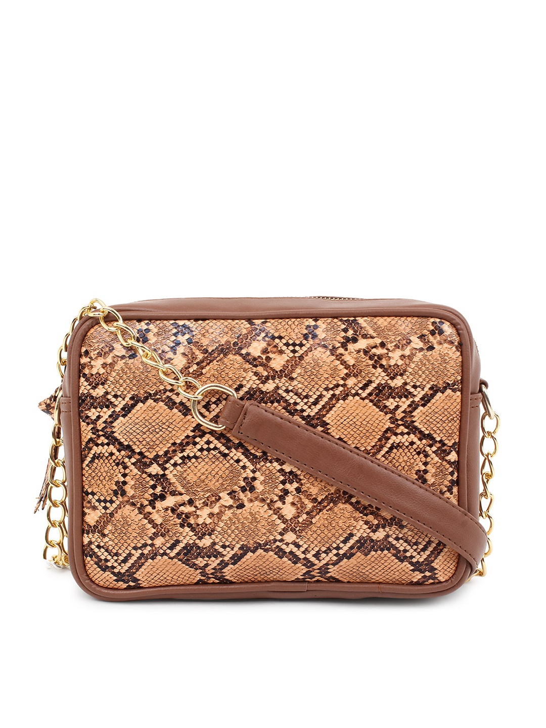 

LEGAL BRIBE Animal Printed Structured Sling Bag, Tan