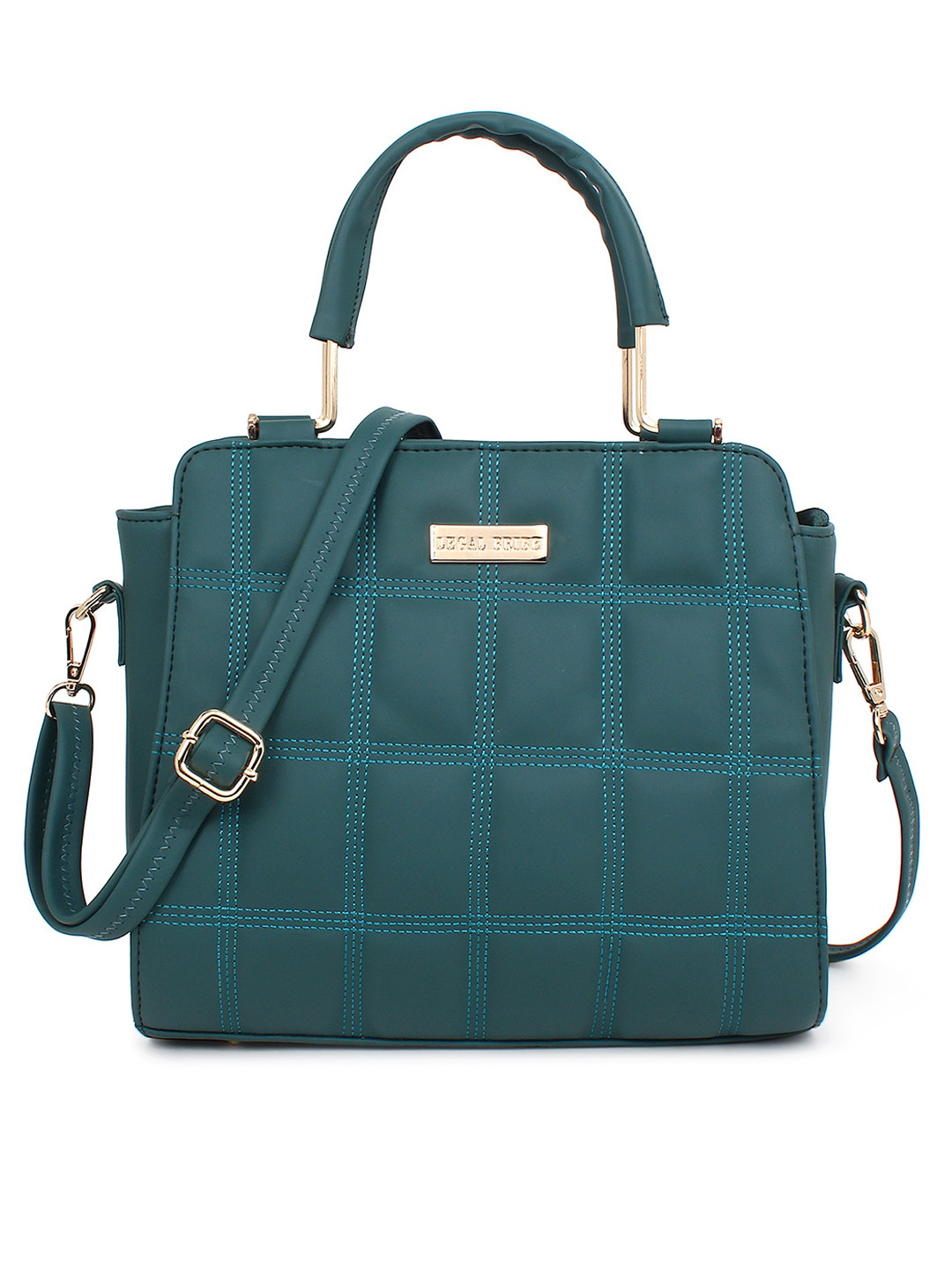 

LEGAL BRIBE PU Structured Satchel with Quilted, Green