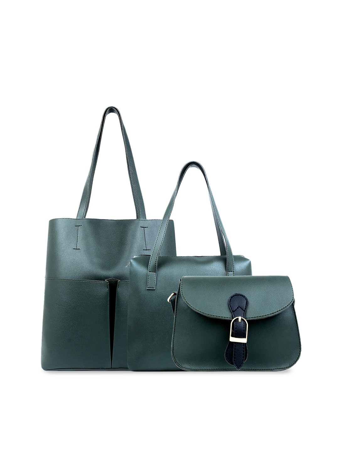 

LEGAL BRIBE Set of 3 Structured Shoulder Bags, Olive