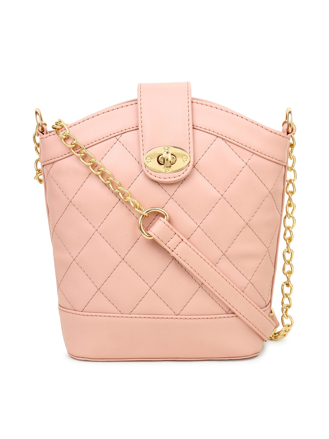 

LEGAL BRIBE Textured Sling Bag With Quilted, Pink