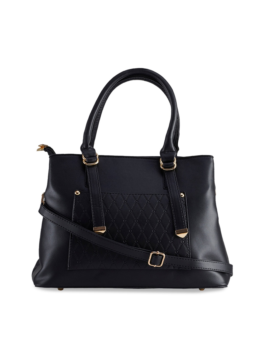 

LEGAL BRIBE Oversized Textured Structured Handheld Bag, Black