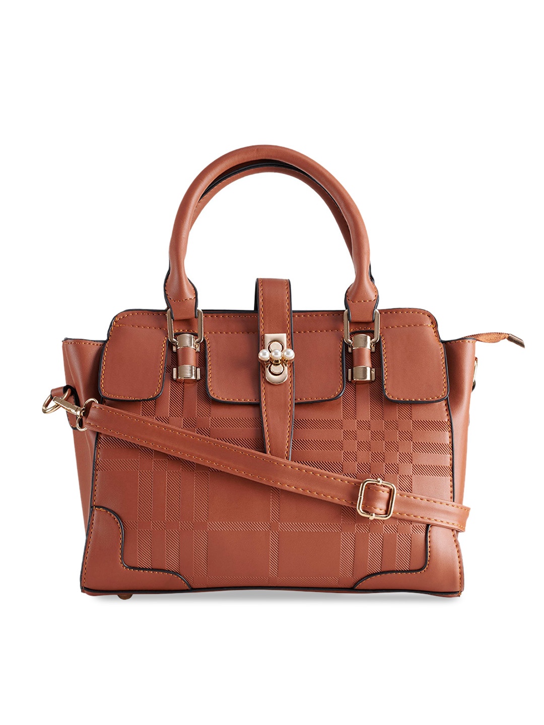 

LEGAL BRIBE PU Structured Handheld Bag, Tan