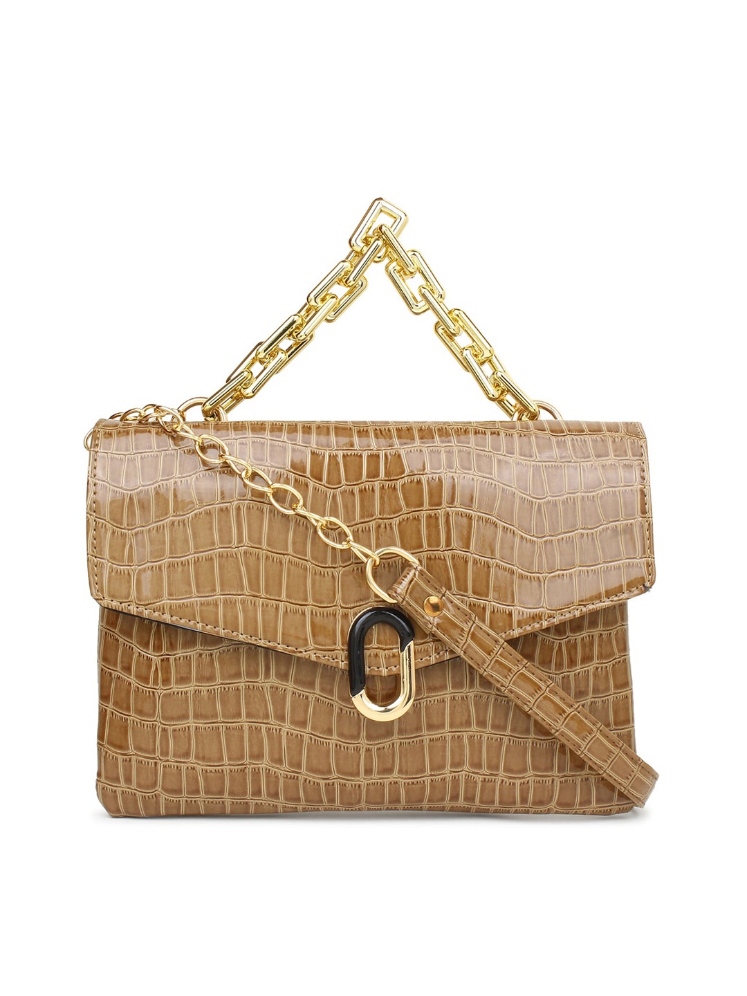 

LEGAL BRIBE Animal Textured Structured Sling Bag, Beige