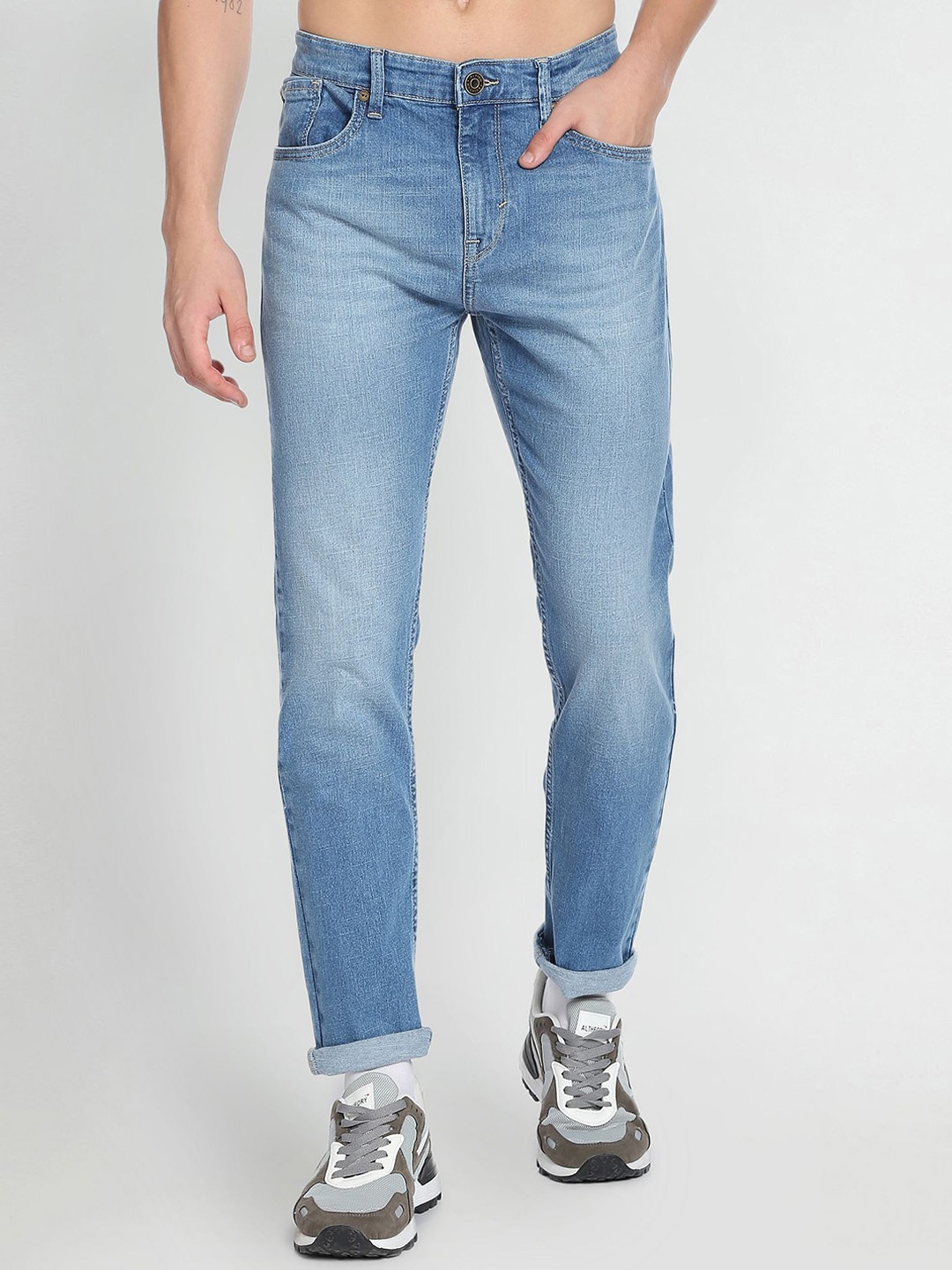 

Flying Machine Men Slim Fit Clean Look Heavy Fade Jeans, Blue