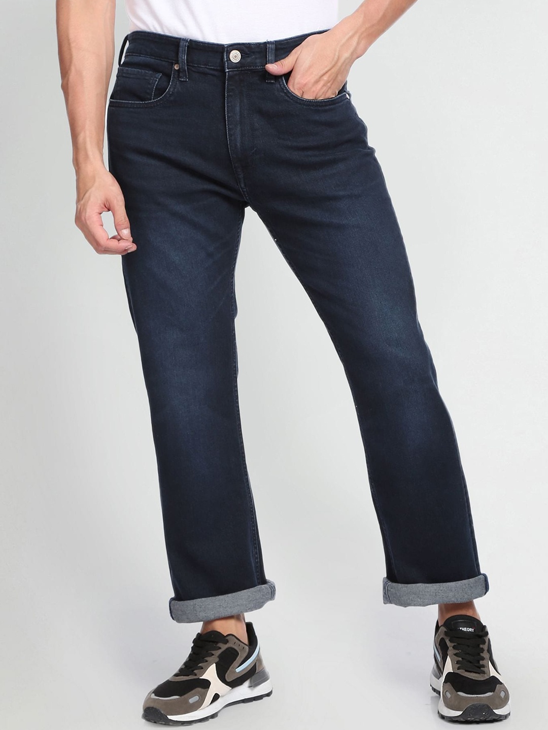

Flying Machine Men Bootcut Light Fade Mid Rise Stretchable Jeans, Blue