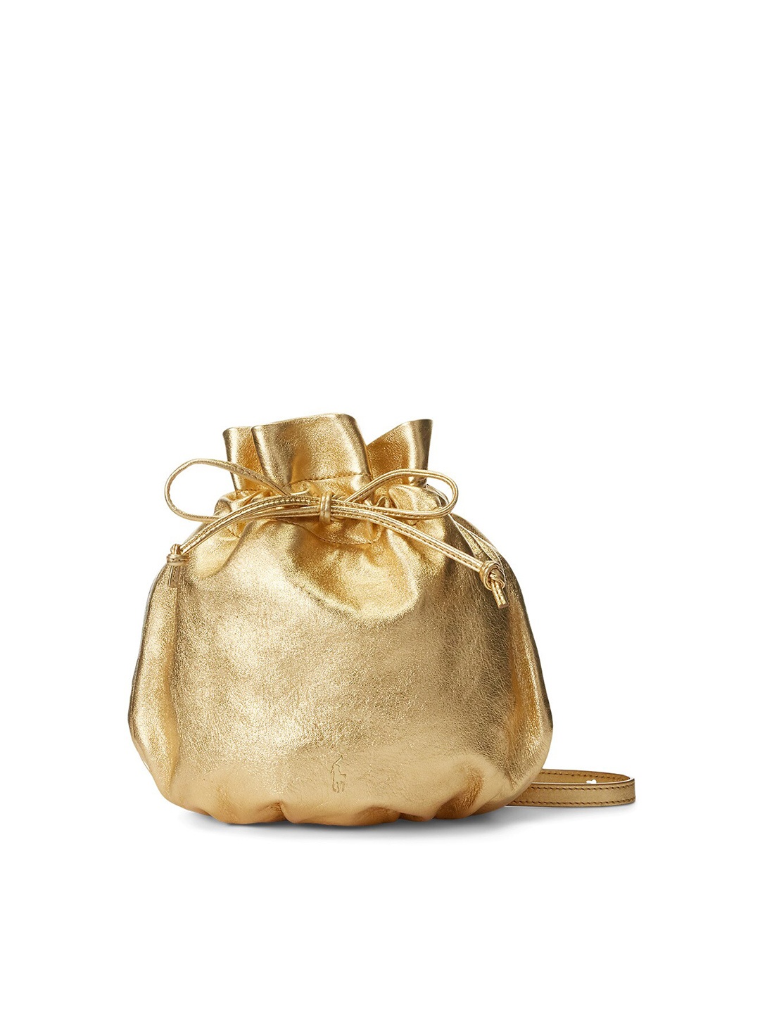 

Polo Ralph Lauren Women Leather Potli Clutch, Gold