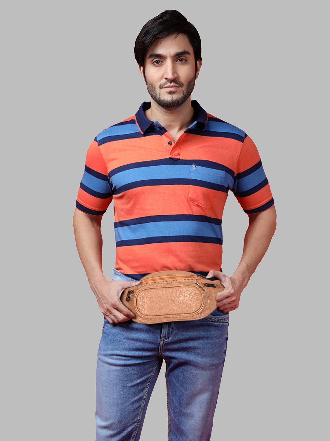 

Sassora Genuine Leather Waist Pouch, Beige