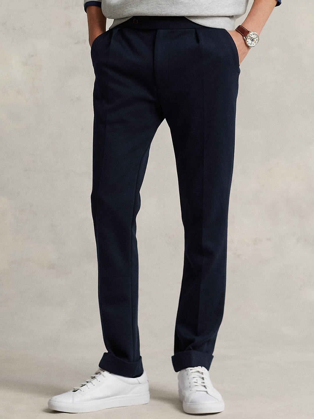 

Polo Ralph Lauren Men Double-Knit Cotton Casual Trouser, Navy blue