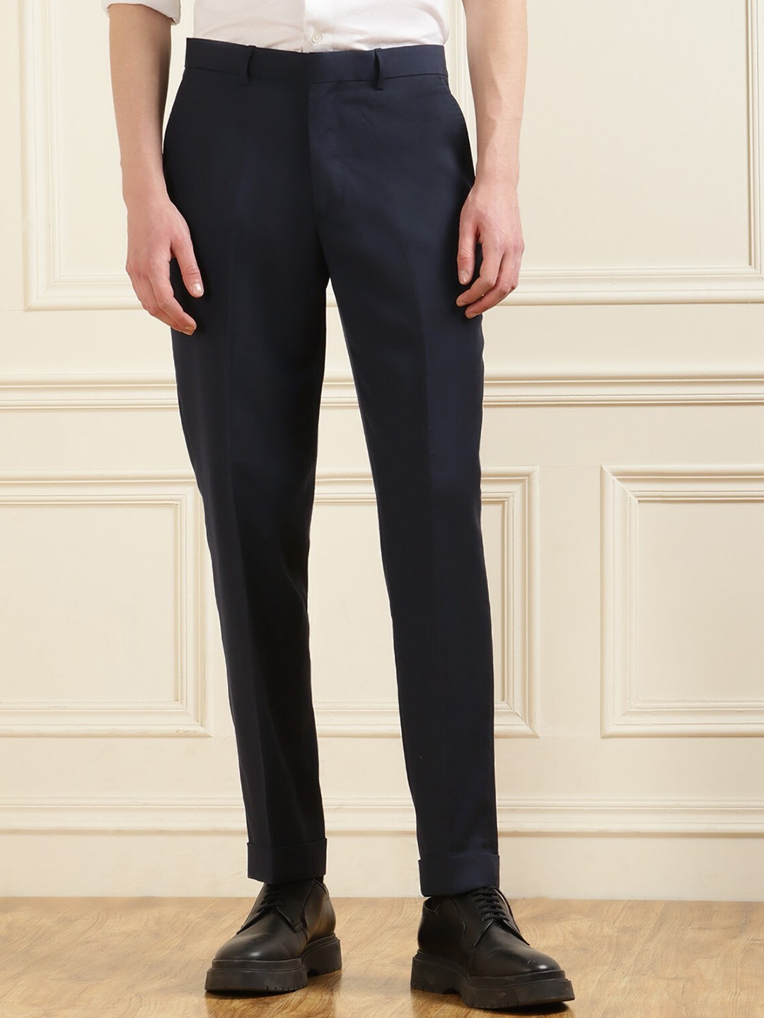 

Polo Ralph Lauren Men Flat-Front Pure Wool Trousers, Navy blue