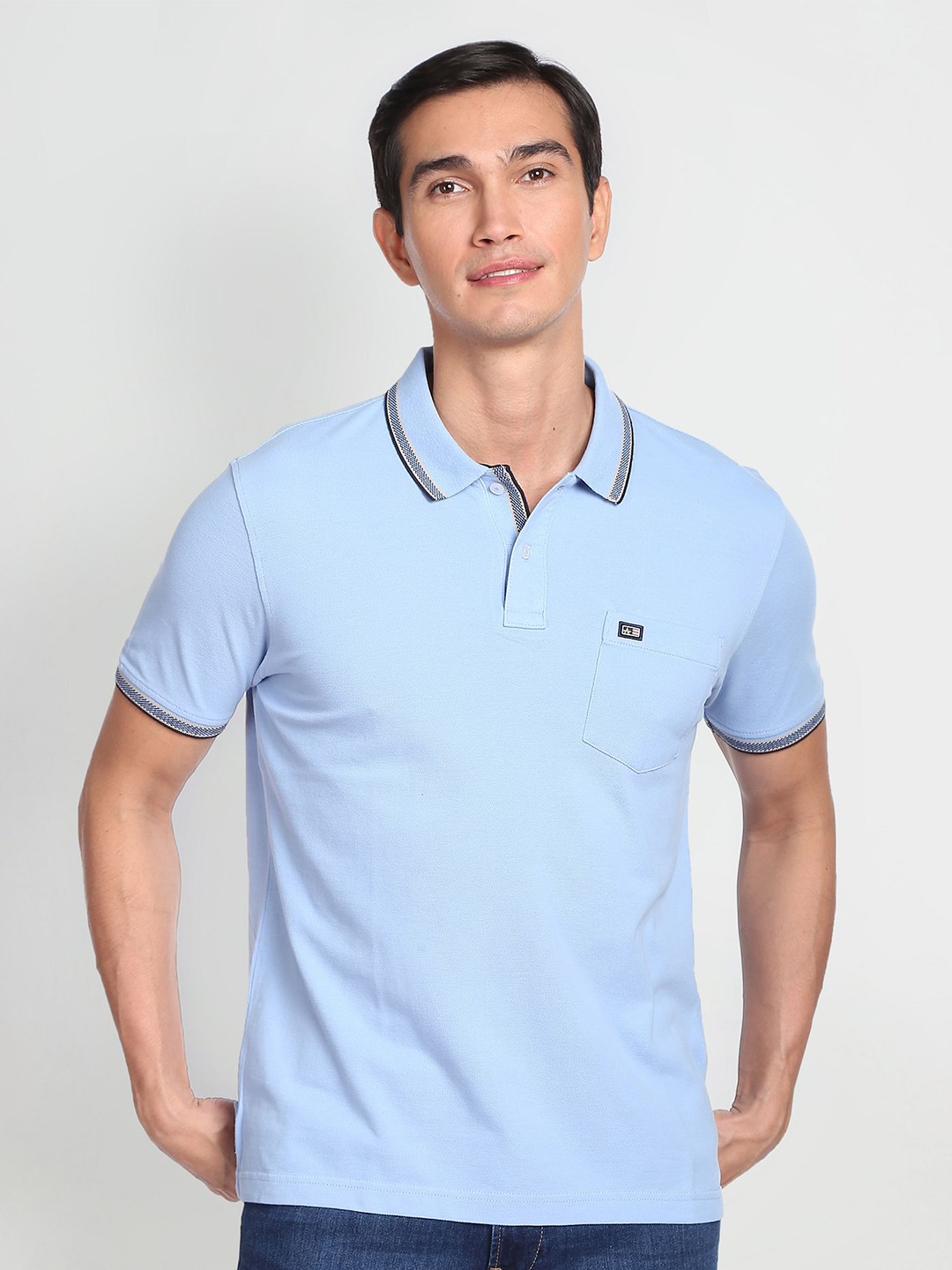 

Arrow Sport Polo Collar Compact Cotton Casual T-shirt, Blue